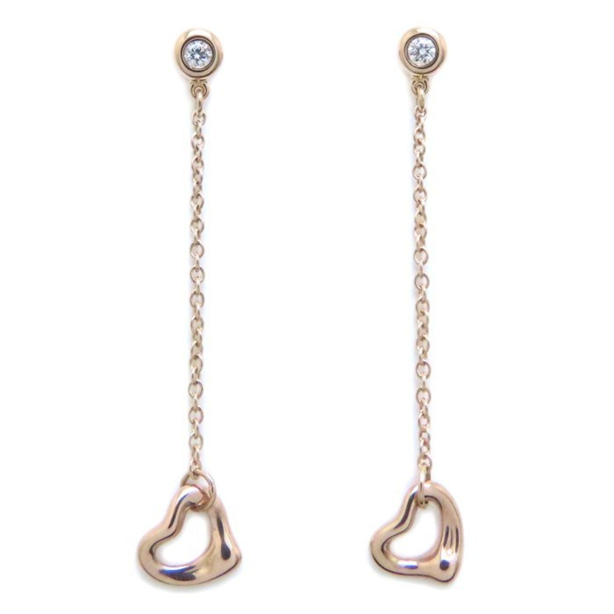 TIFFANY & Co. Tiffany By the Yard Heart Earrings with Diamonds, Elsa Peretti, 18K Gold, Women's, 294