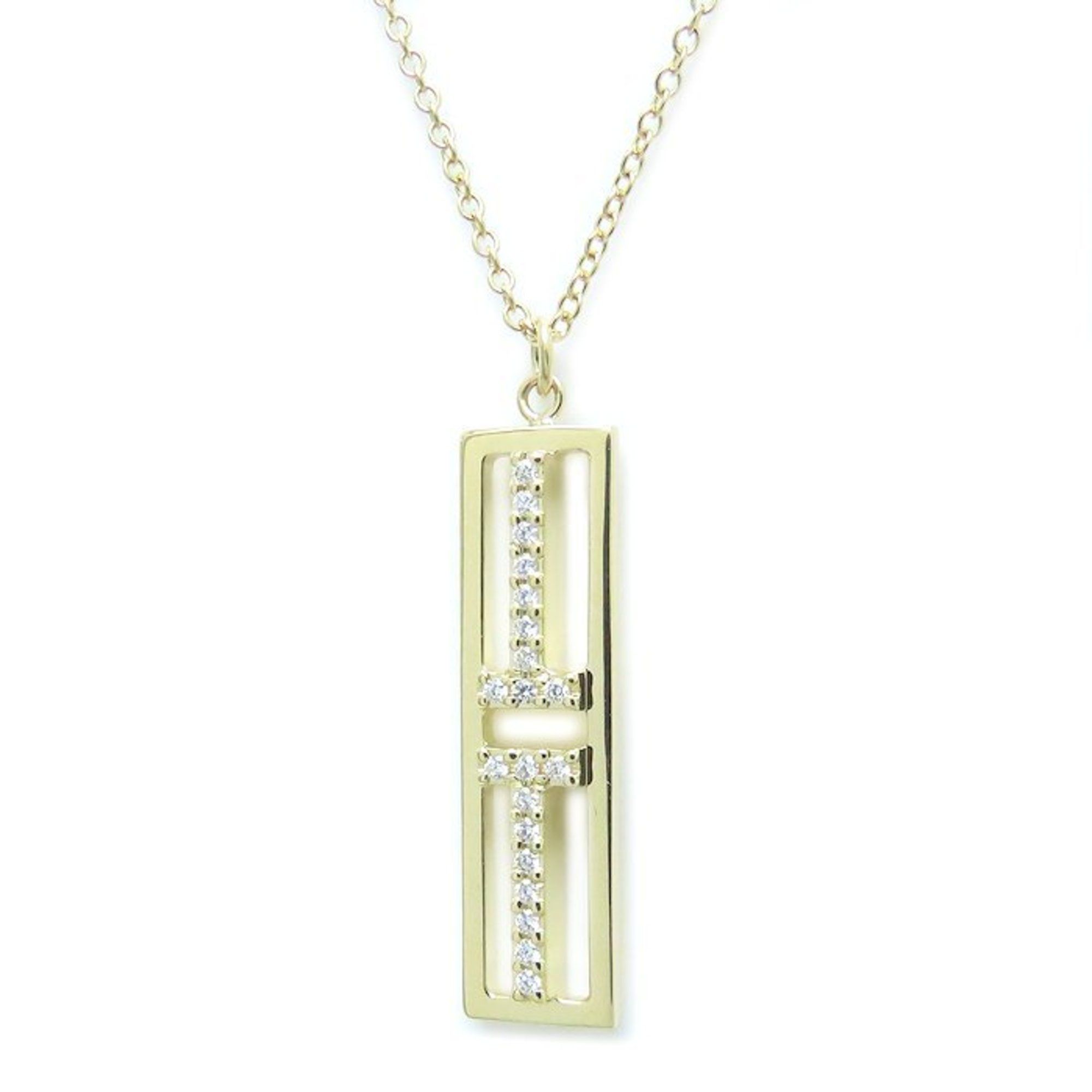 TIFFANY & Co. Tiffany T Two Vertical Bar Necklace with Diamonds in 18K Yellow Gold, 294188
