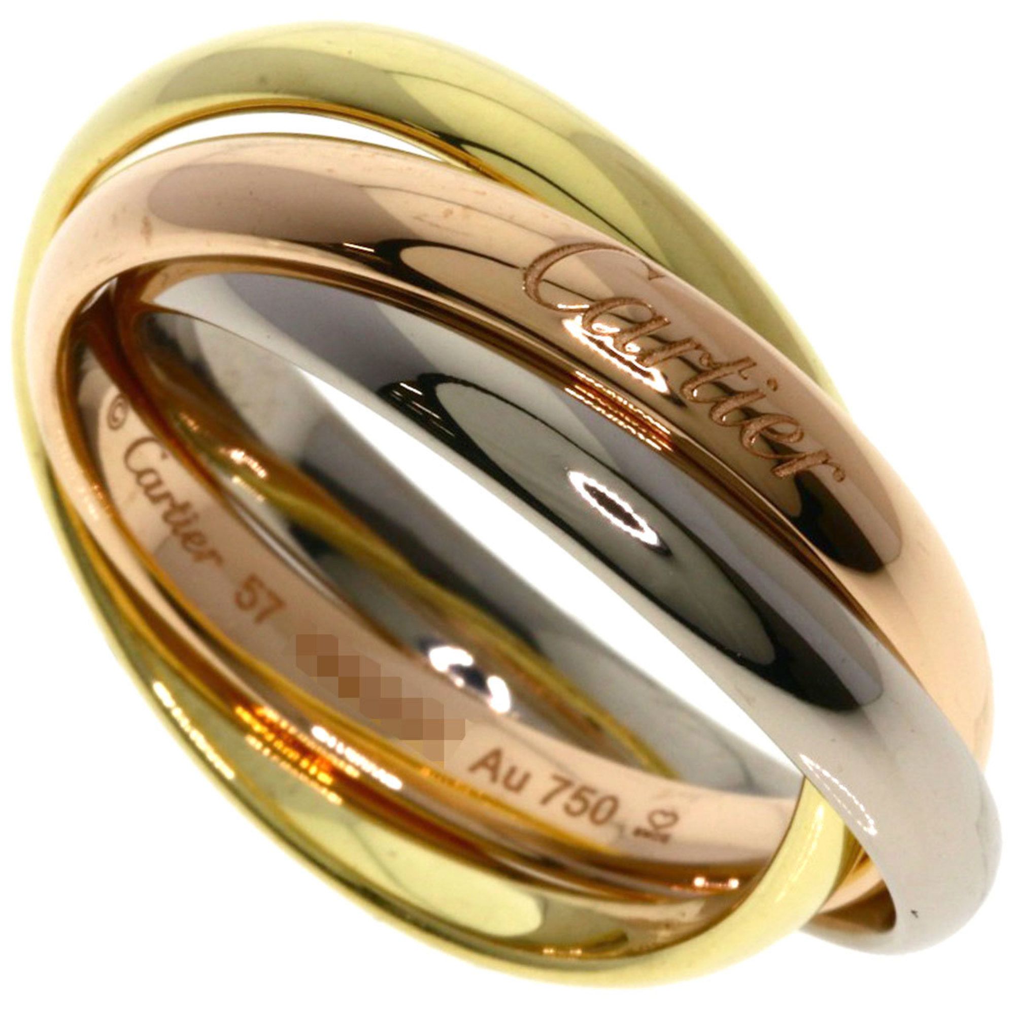 Cartier Trinity Classic Model #57 Ring, 18K Yellow Gold/18KWG/18KPG, Women's
