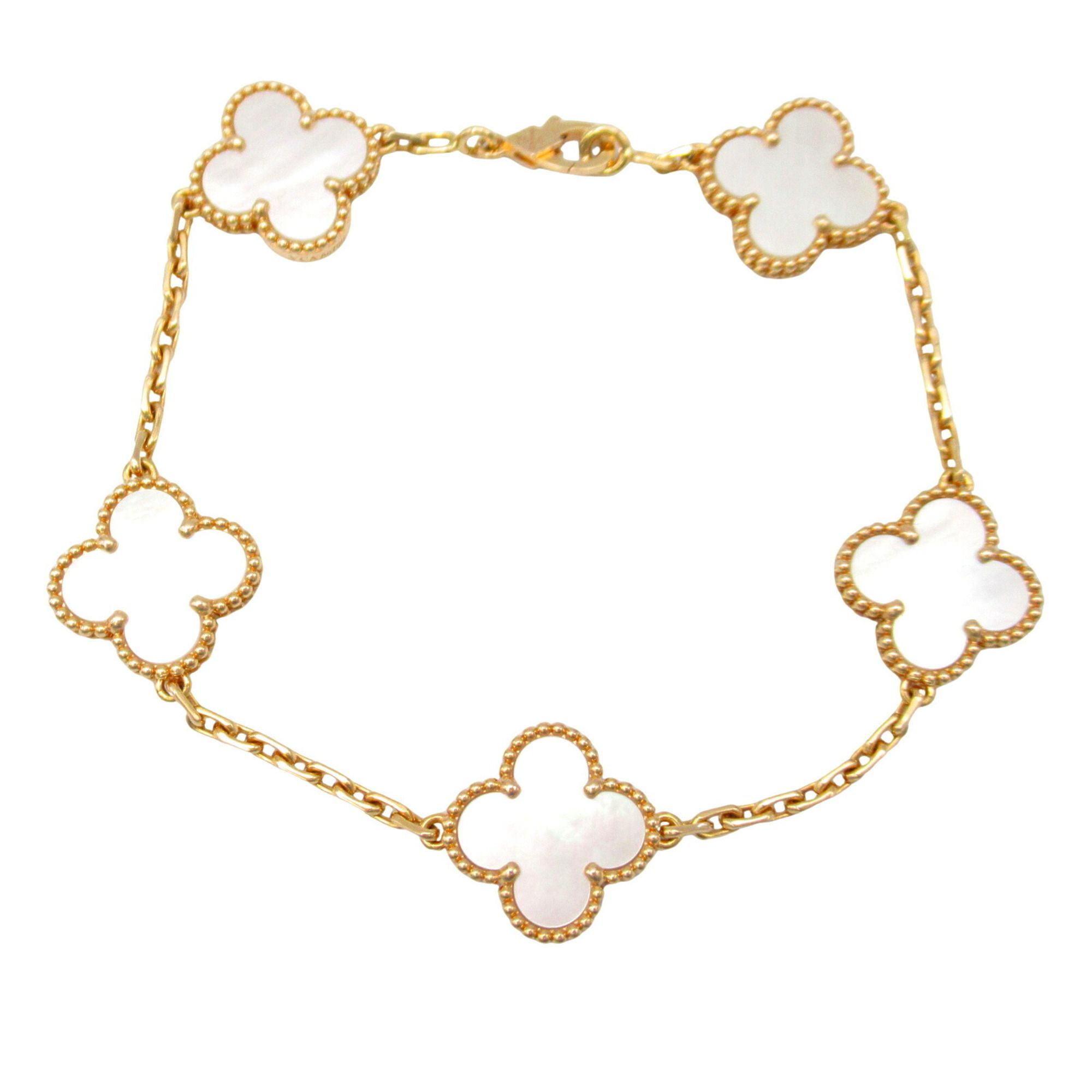 Van Cleef & Arpels Semi-Custom Alhambra Bracelet 5 Motif 18KPG (Pink Gold) Mother of Pearl Women's W