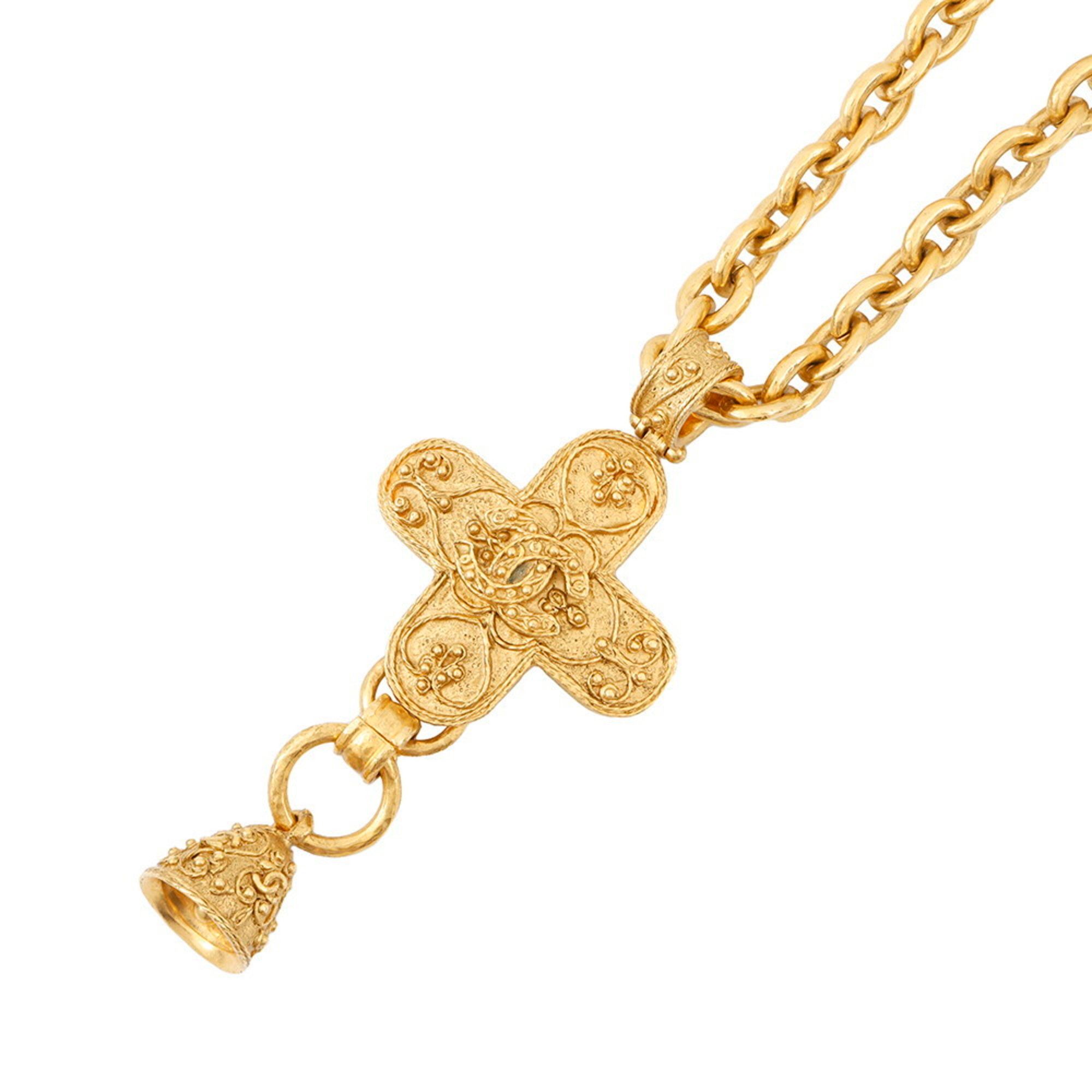 Chanel Coco Mark Bell Cross Metal Necklace 94A CHANEL