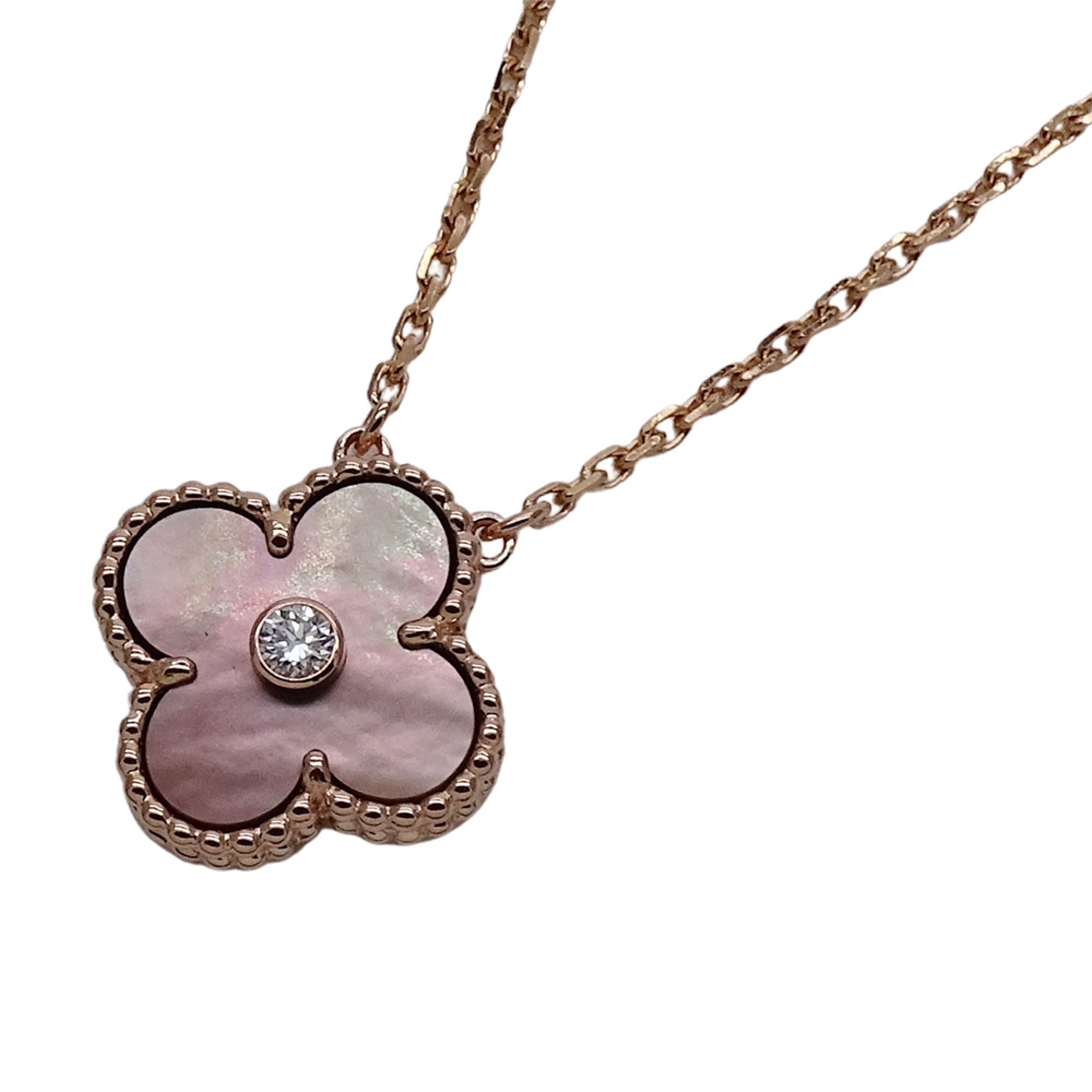 Van Cleef & Arpels Vintage Alhambra Necklace for Women, 750PG Diamond and Gray Mother-of-Pearl, 2014
