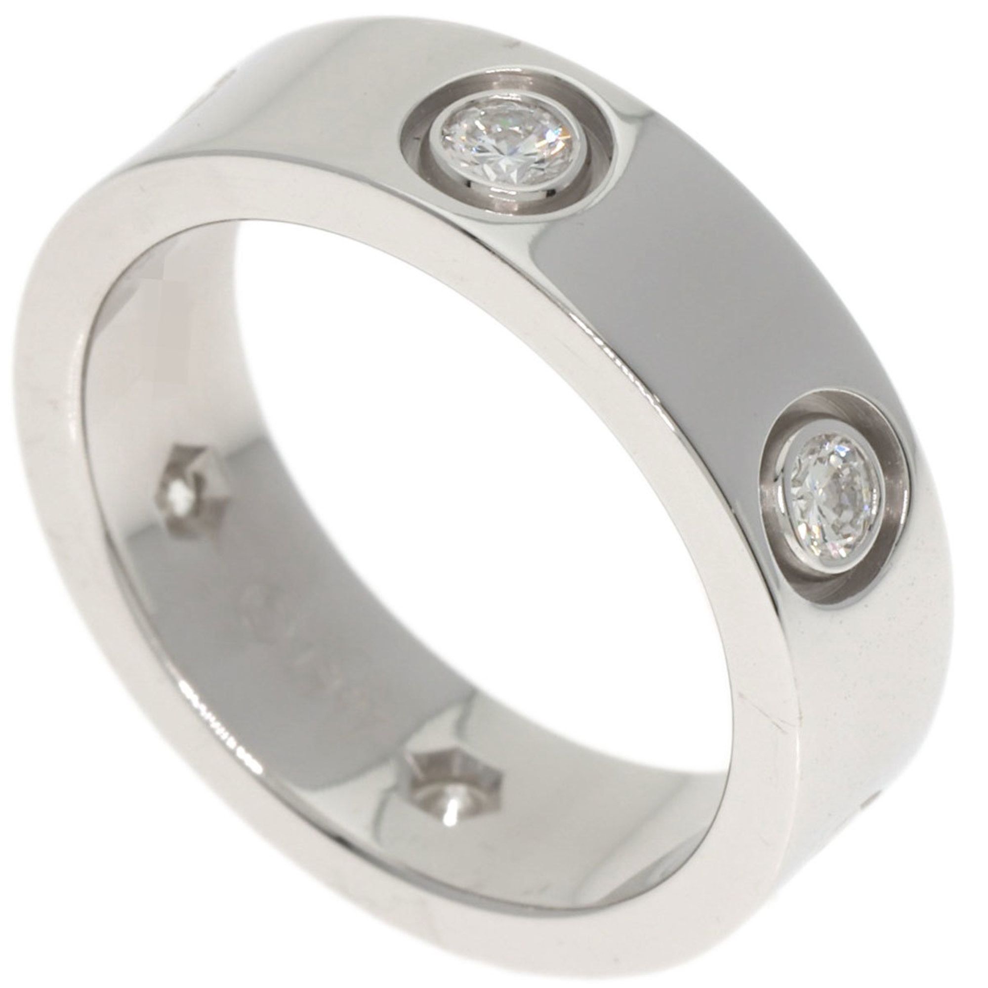 Cartier Love Ring, Full Diamond, #50, 18K White Gold, Women's
