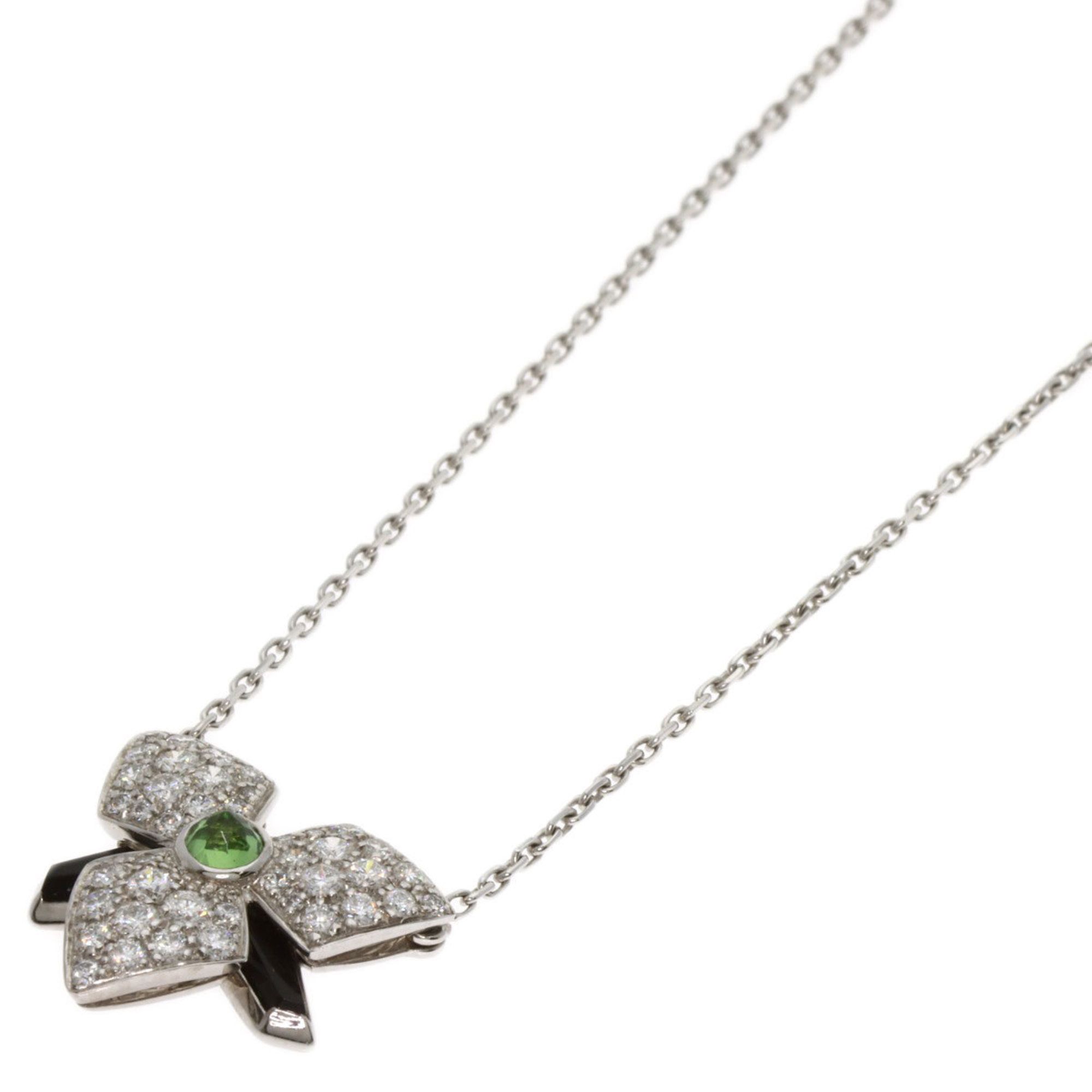 Cartier Caresse d'Orchidee Par Tsavorite Onyx Diamond Necklace in 18K White Gold for Women