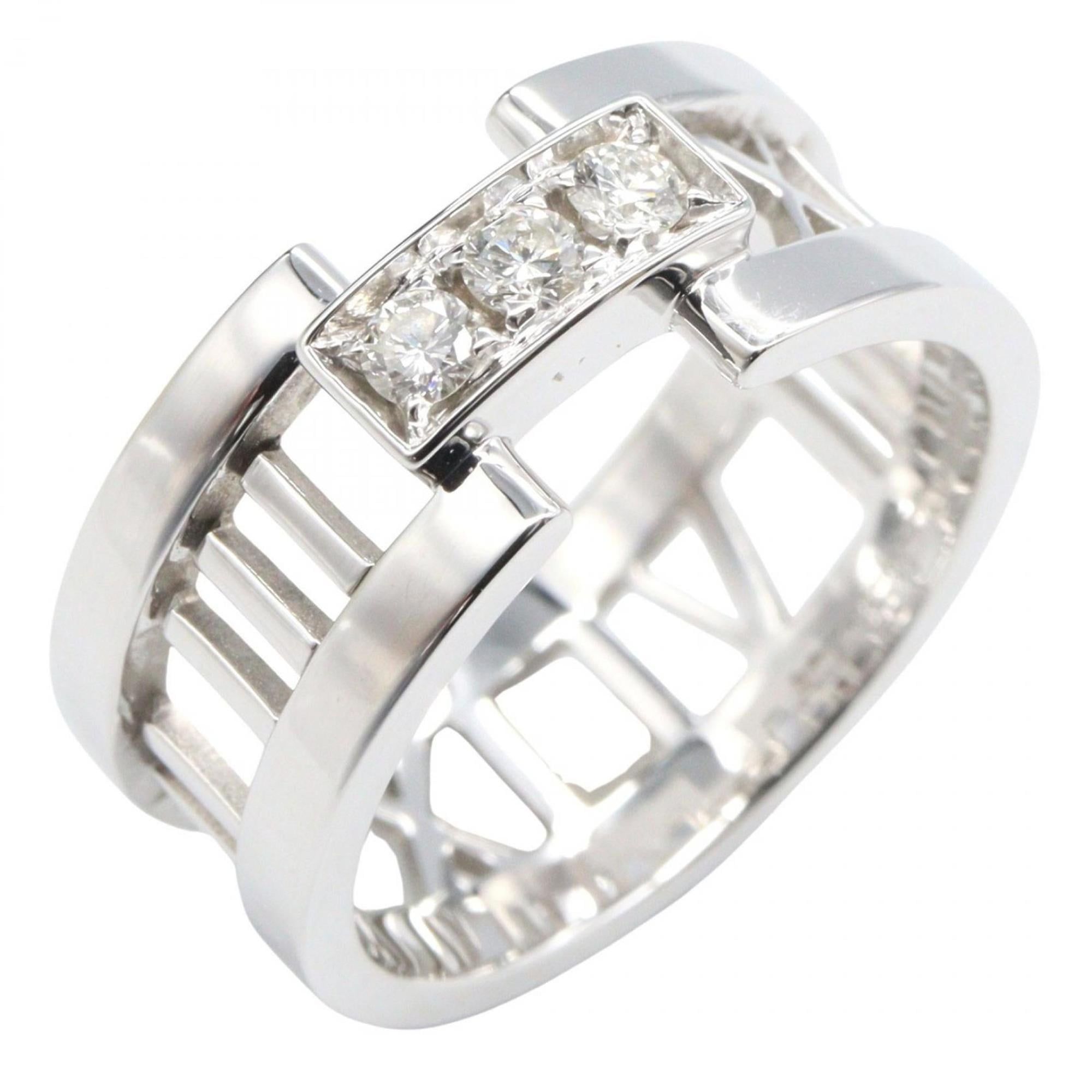 Tiffany & Co. Atlas Ring, 3-Piece Set, 18K White Gold with Diamonds, Women's, Silver, Clear