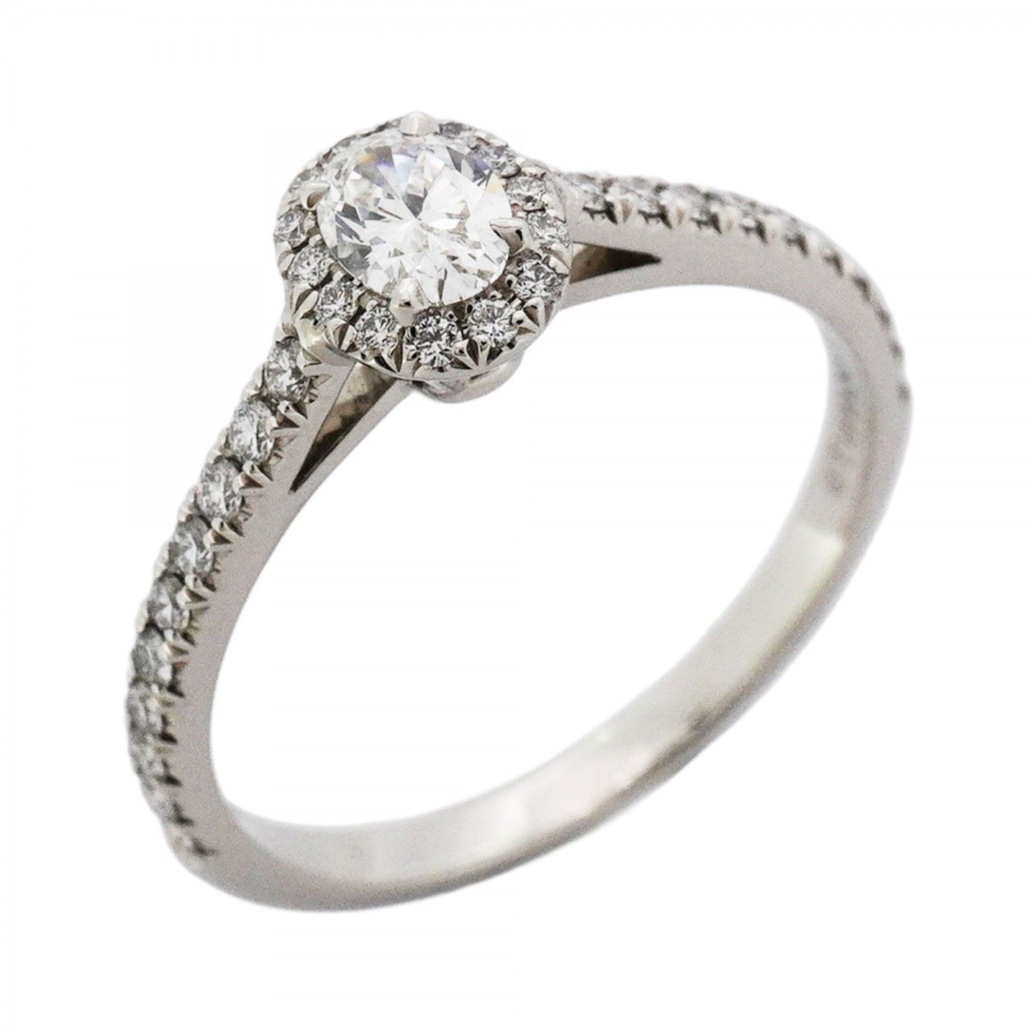 Tiffany Soleste Oval Ring, Pt950 Platinum, 0.23ct Diamond, Size 11.5, Women's
