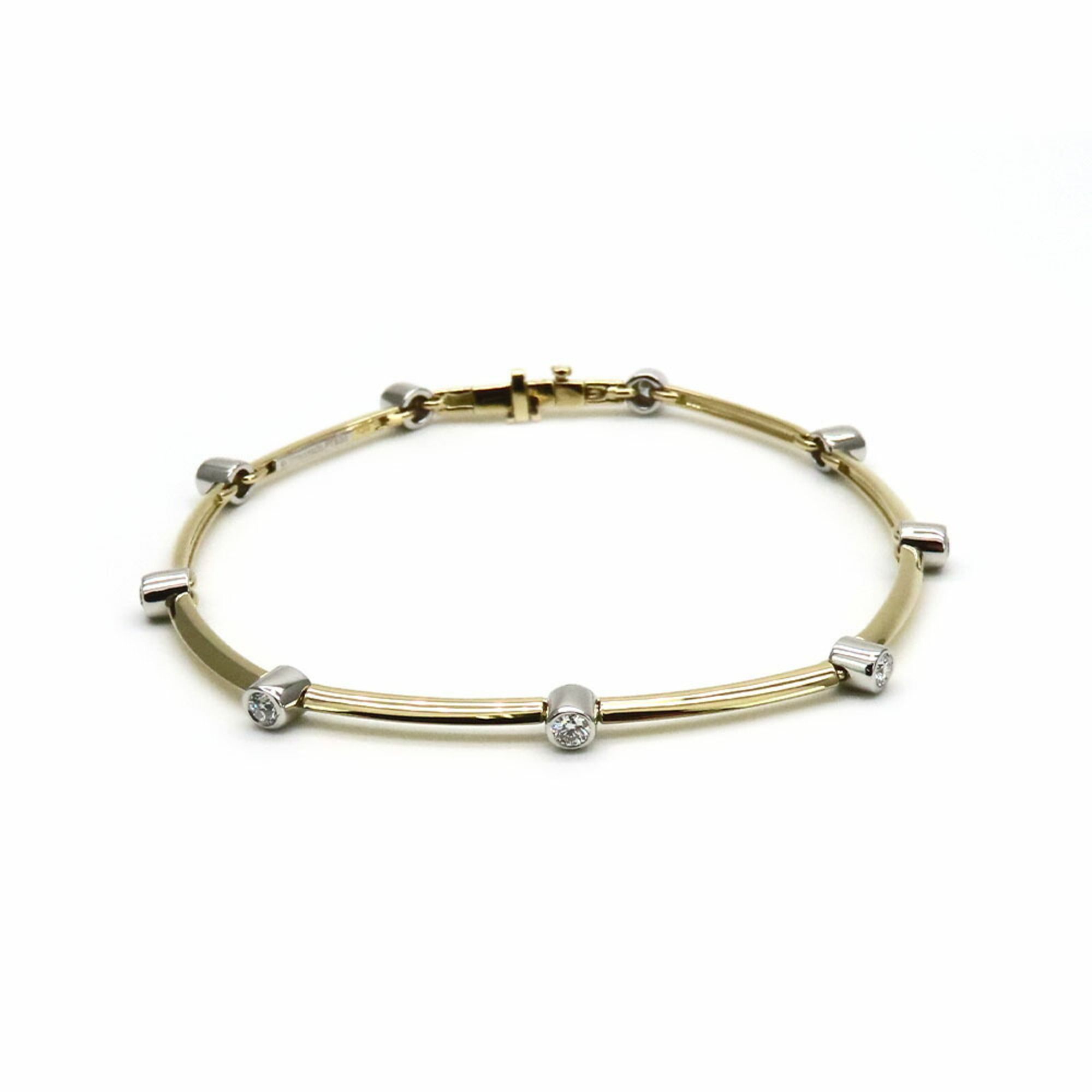 Tiffany bracelet K18YG Pt950 diamond approx. 11.1g yellow gold platinum 9PD station ladies TIFFANY&C