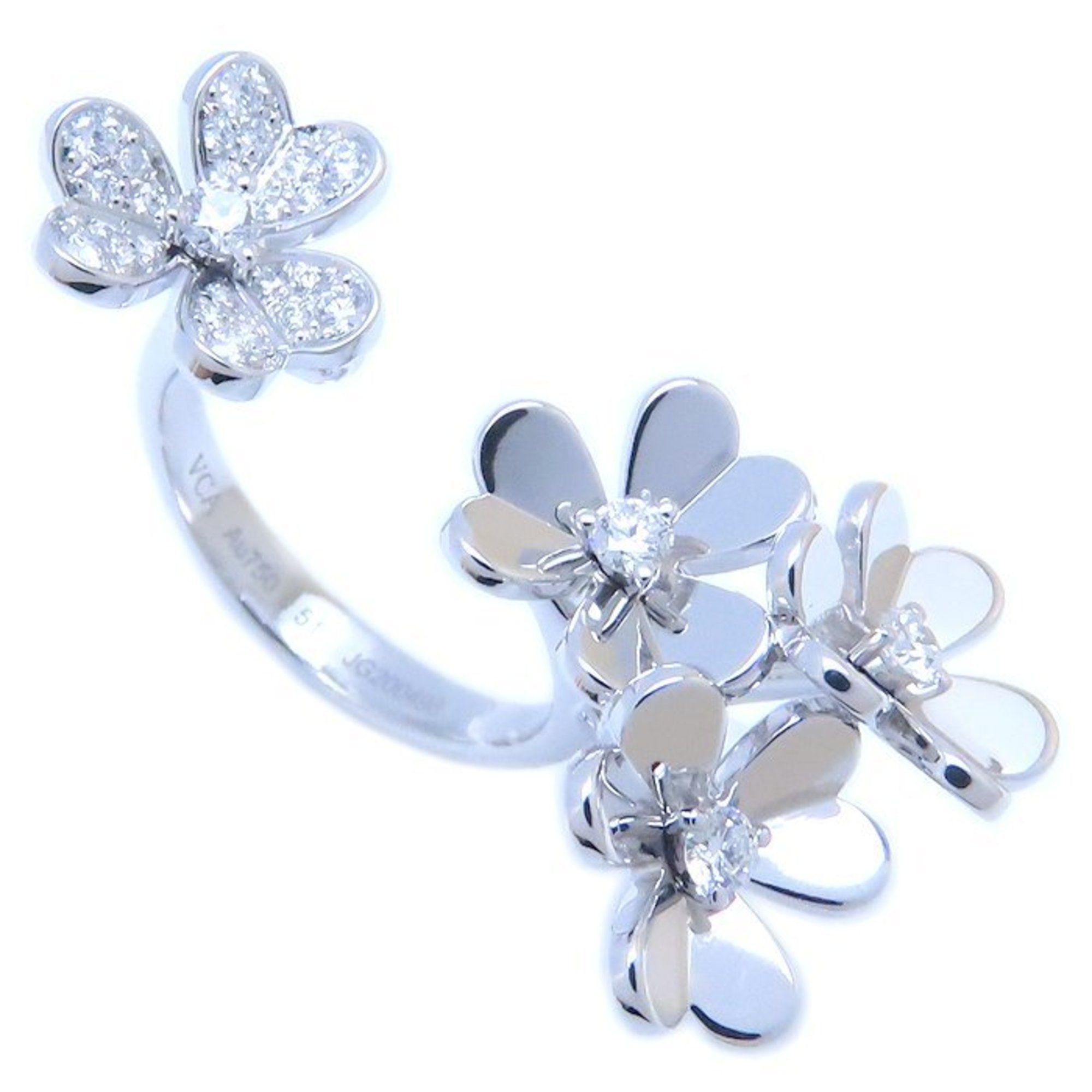 Van Cleef & Arpels Frivole Entrée Les Dors Ring, Diamond, #51, VCARP6L000, 18K White Gold, Women's,