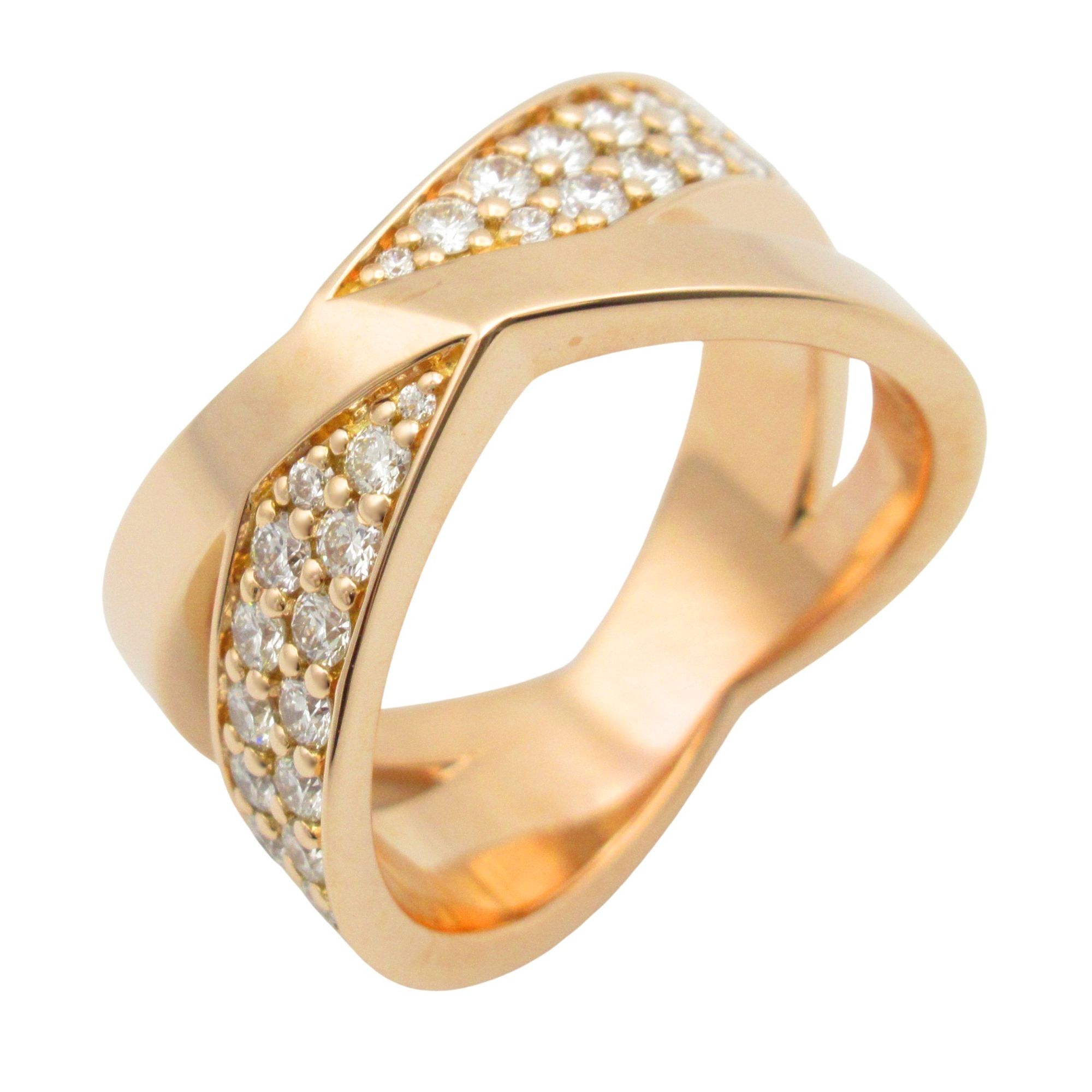 Tiffany & Co. Atlas X Wide Diamond Ring, 18K Pink Gold with Diamonds, Clear, for Women