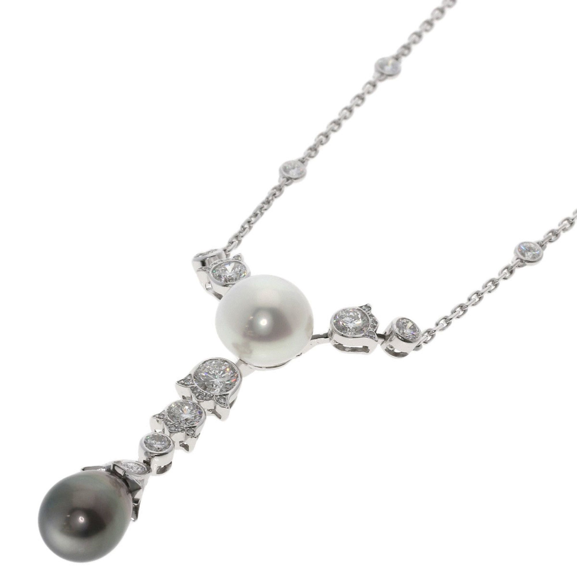 Cartier Pearl and Diamond Necklace in 18K White Gold for Women