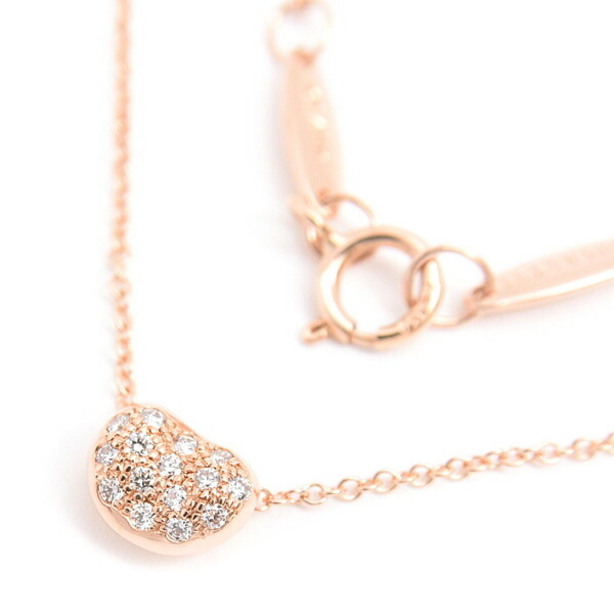 Tiffany Necklace Women's Bean Diamond Elsa Peretti Pink Gold TIFFANY 750PG