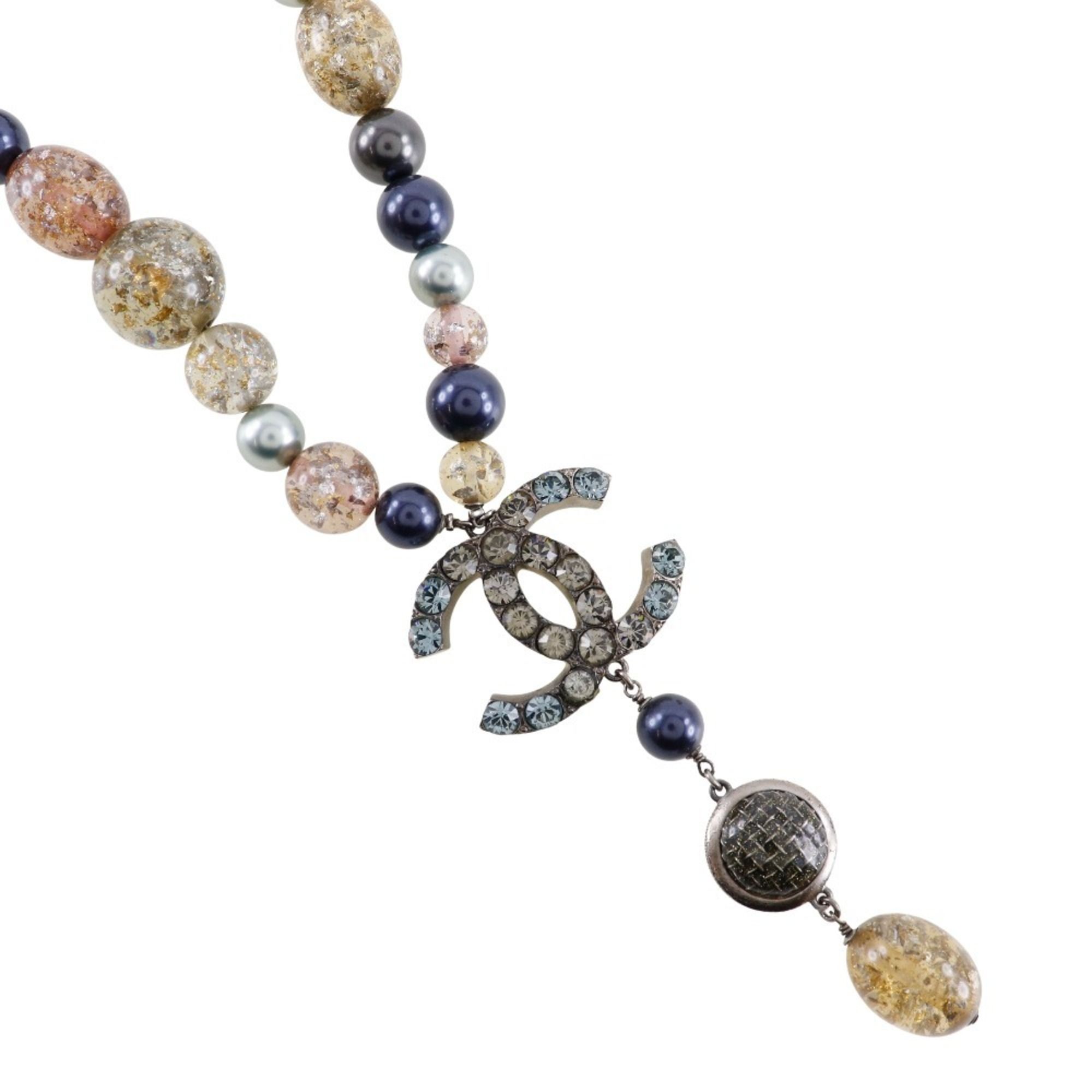 CHANEL COCO Mark Necklace x Fake Pearl Rhinestone 2006 Multicolor 06P Approx. 147g Women's