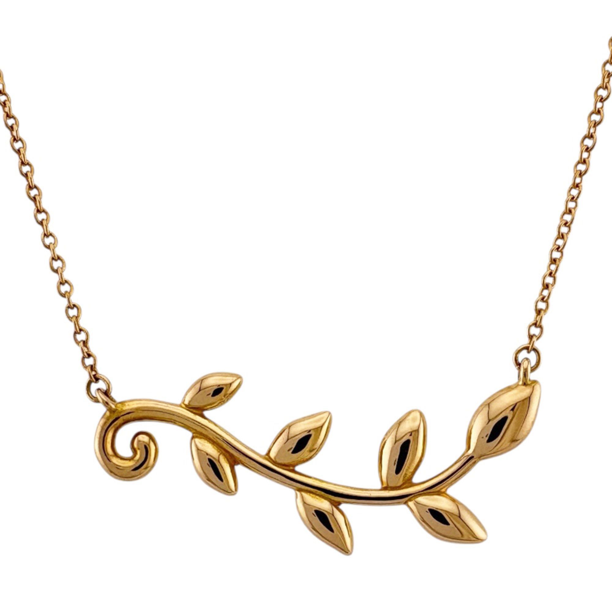Tiffany Olive Leaf Vine Necklace, 18k Gold, Women's, Pre-owned, TIFFANY & Co.