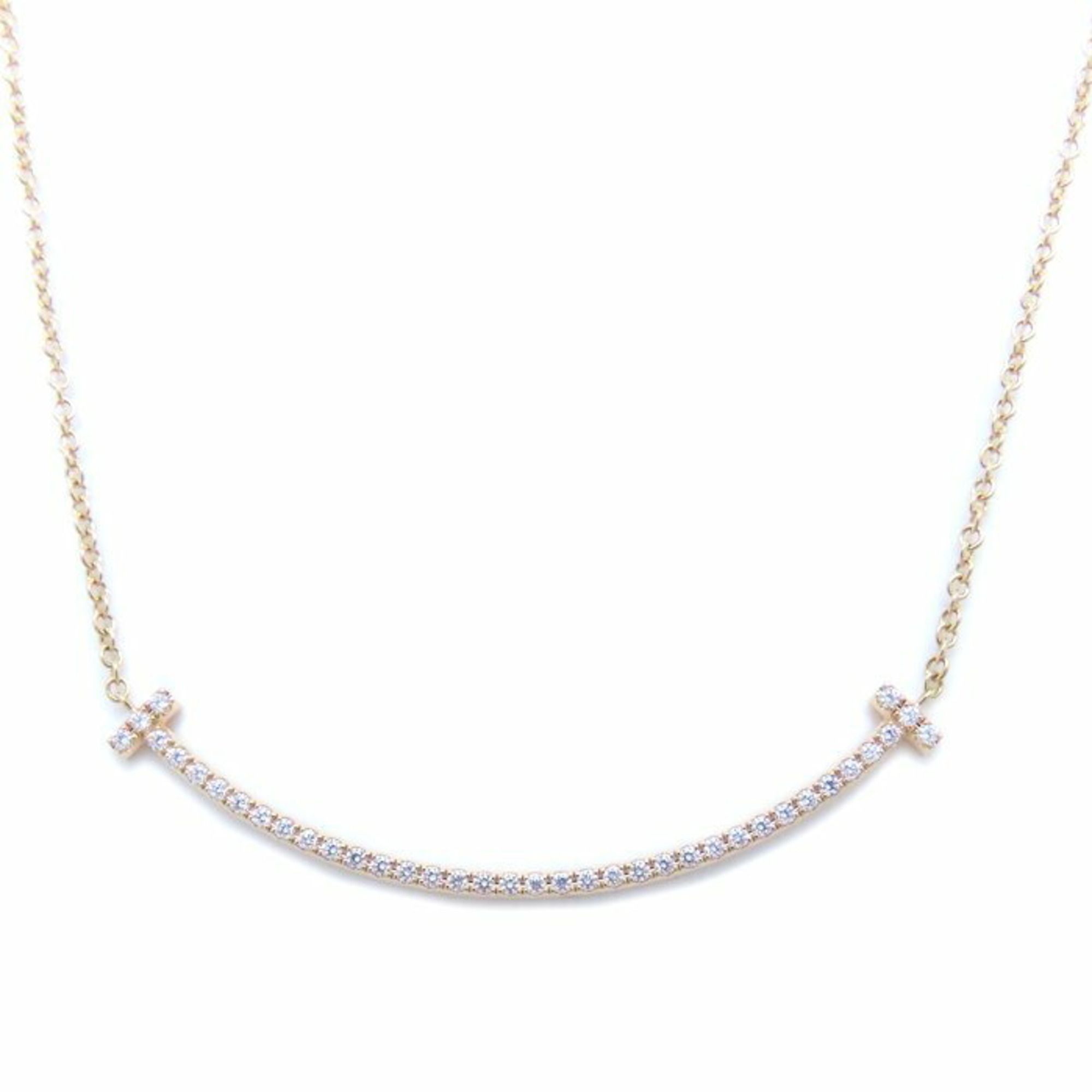 TIFFANY & Co. Tiffany T Smile Necklace, Small Diamond, 18K Rose Gold, Women's, 294540