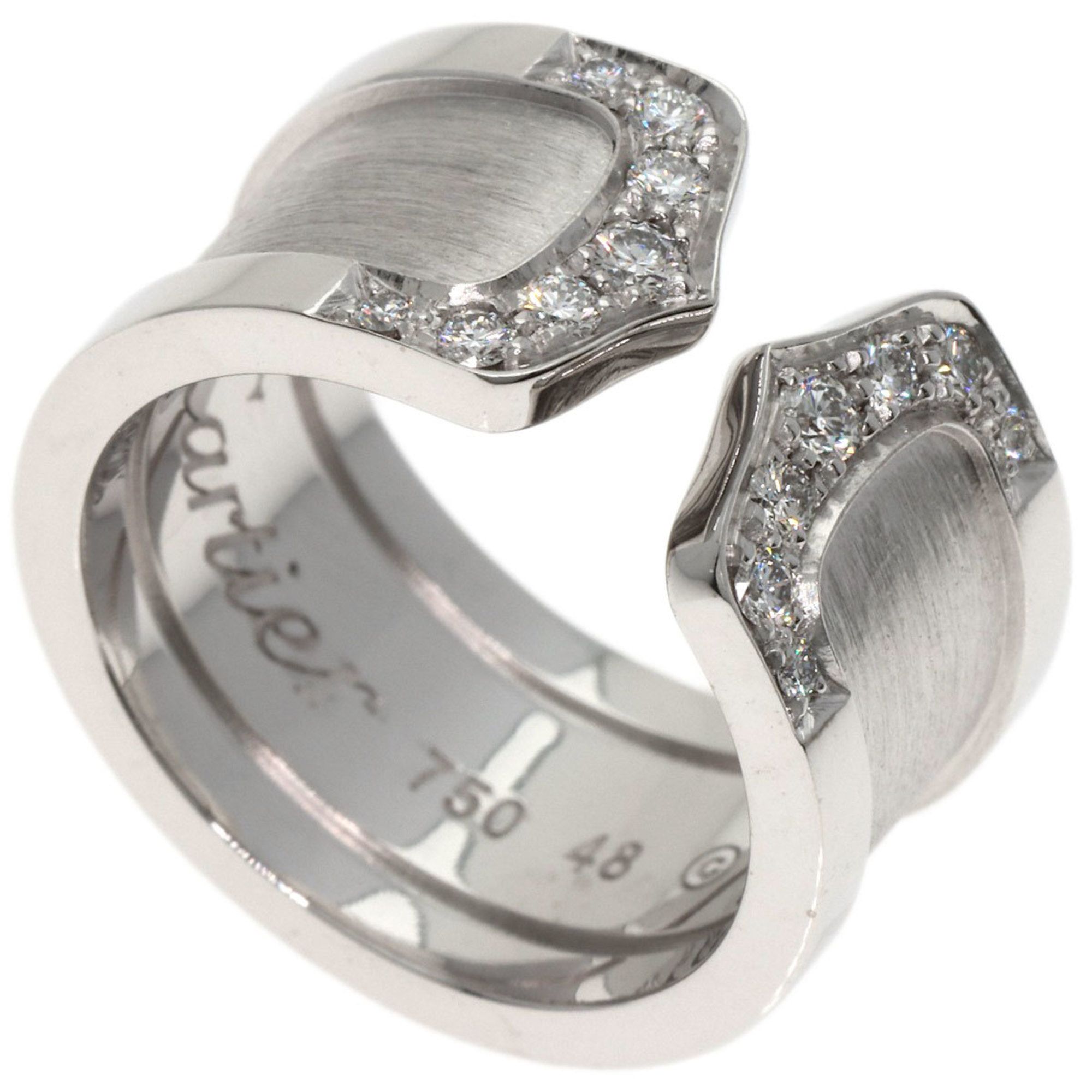 Cartier C2 Ring, Large Diamond, #48, 18K White Gold, Women's, CARTIER