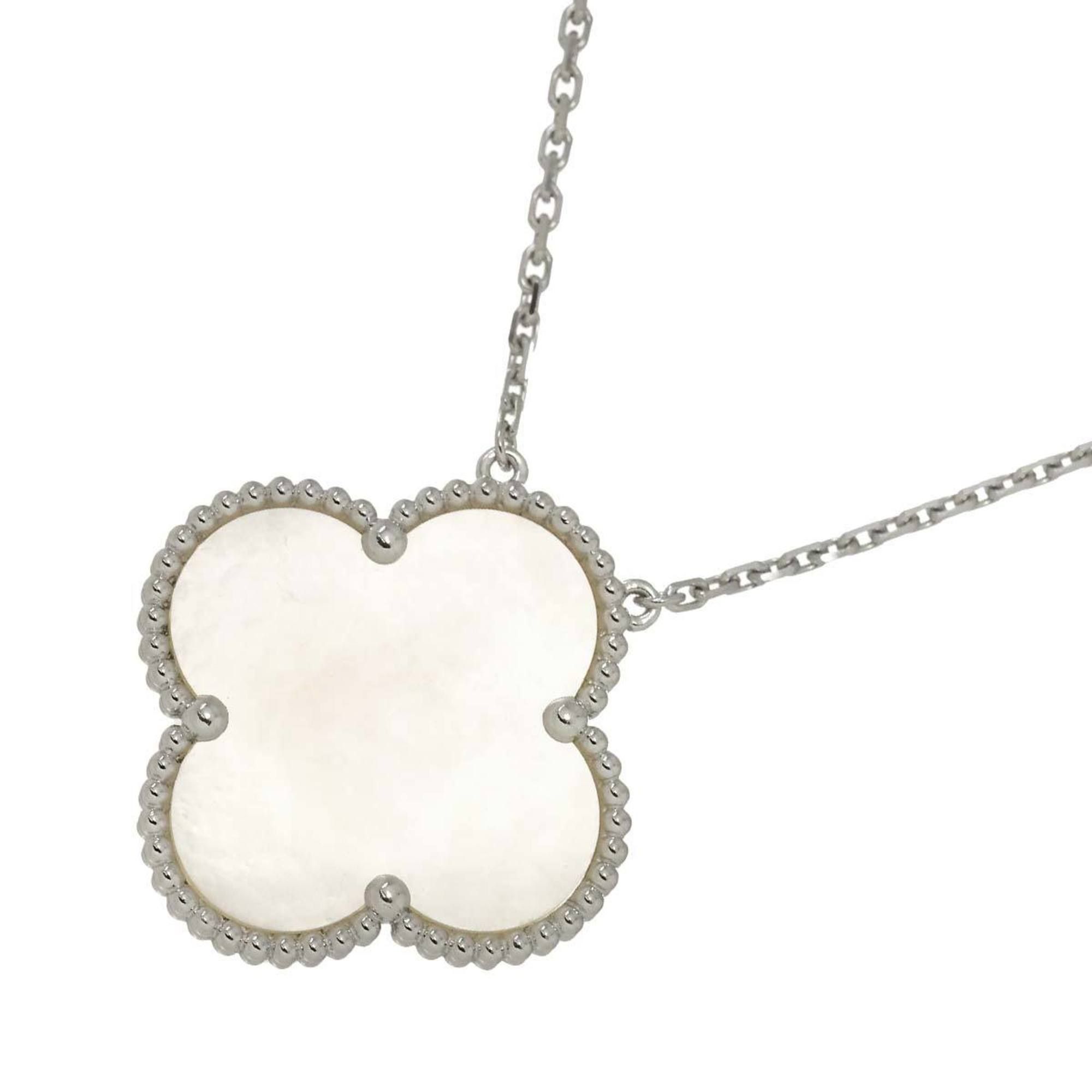 Van Cleef & Arpels Magic Alhambra Shell Necklace, 42cm, 18K White Gold 750
