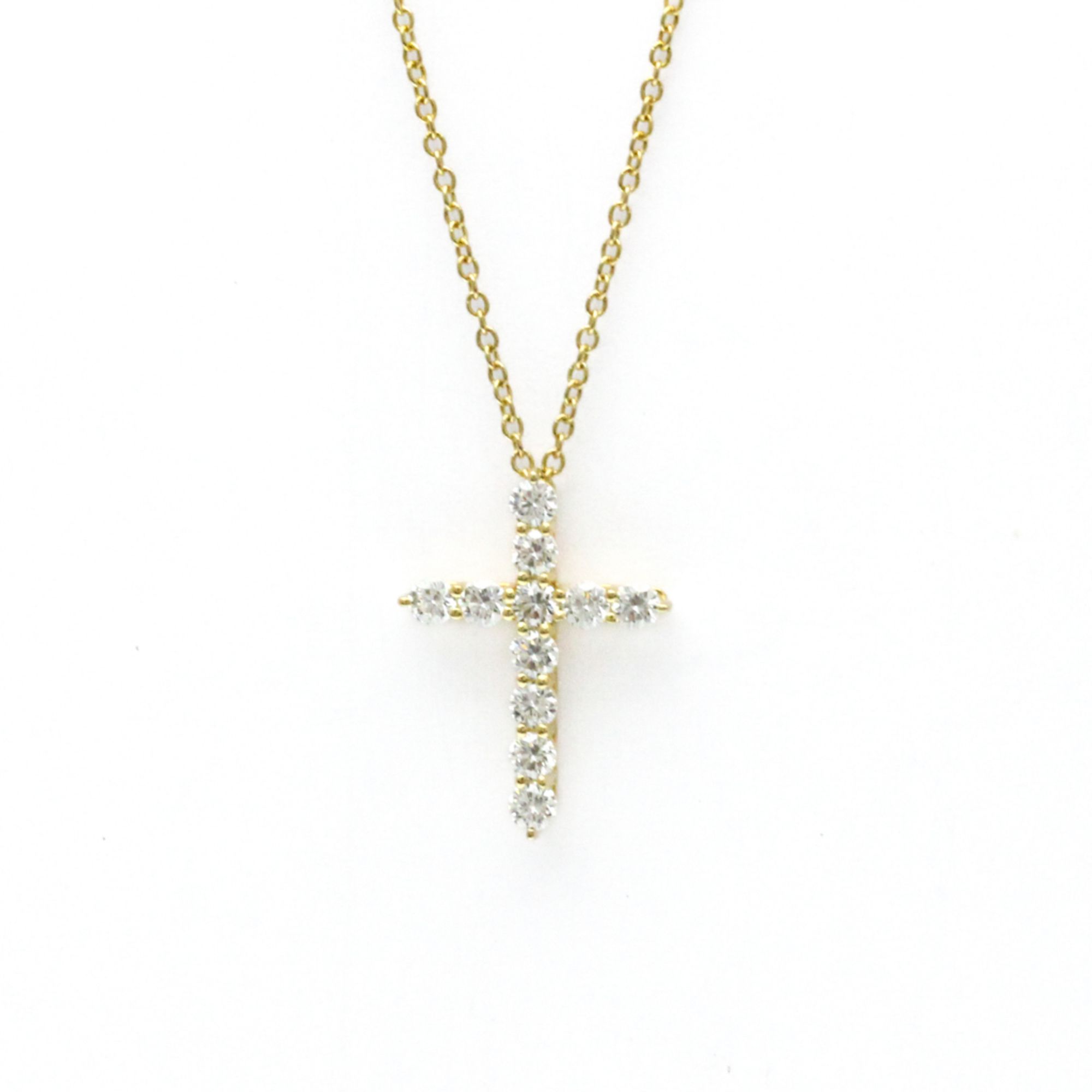 Tiffany Small Cross Diamond Necklace Yellow Gold (18K) Diamond Women,Men Fashion Pendant Necklace (G