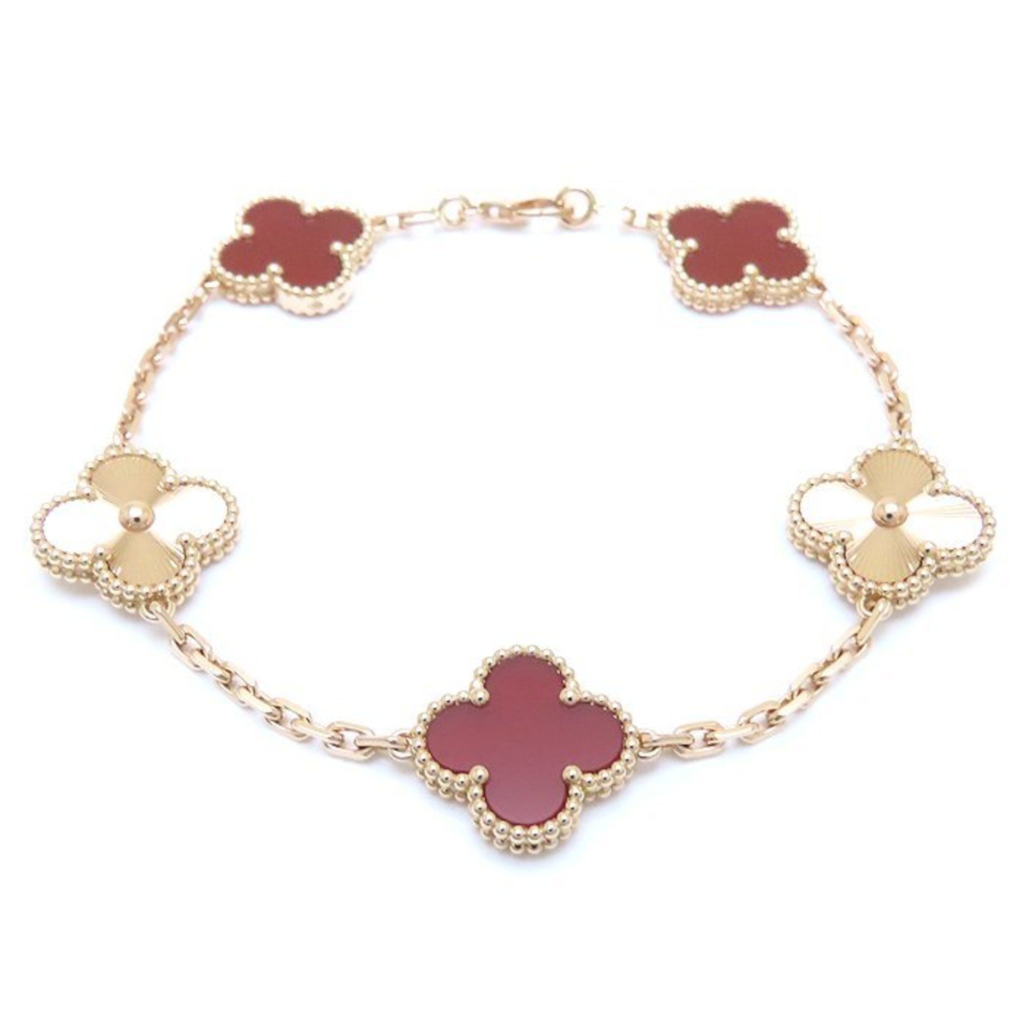 Van Cleef & Arpels Alhambra Bracelet 5 Motifs Carnelian Guilloché VCARP7RP00 K18PG Pink Gold 294038