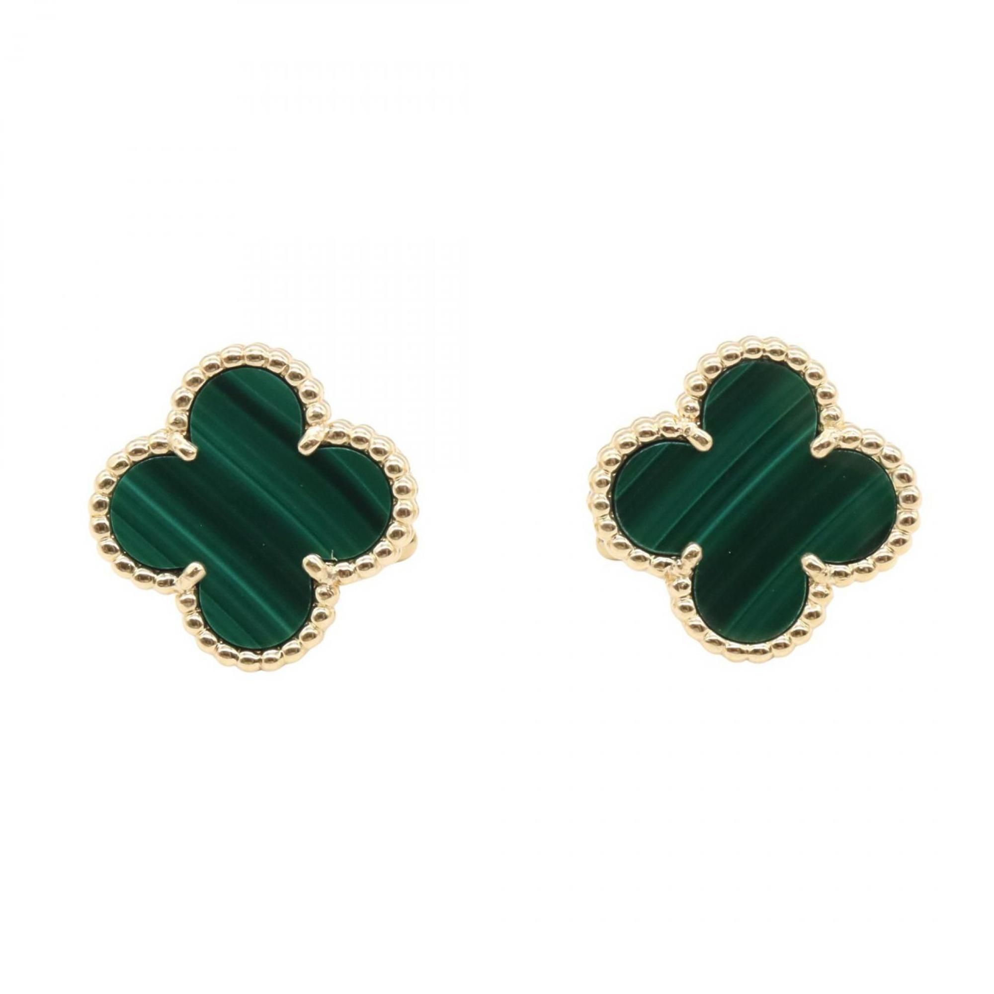 Van Cleef & Arpels Vintage Alhambra Malachite Earrings in 18K Yellow Gold (VCARO3QL00) - Women's, Av
