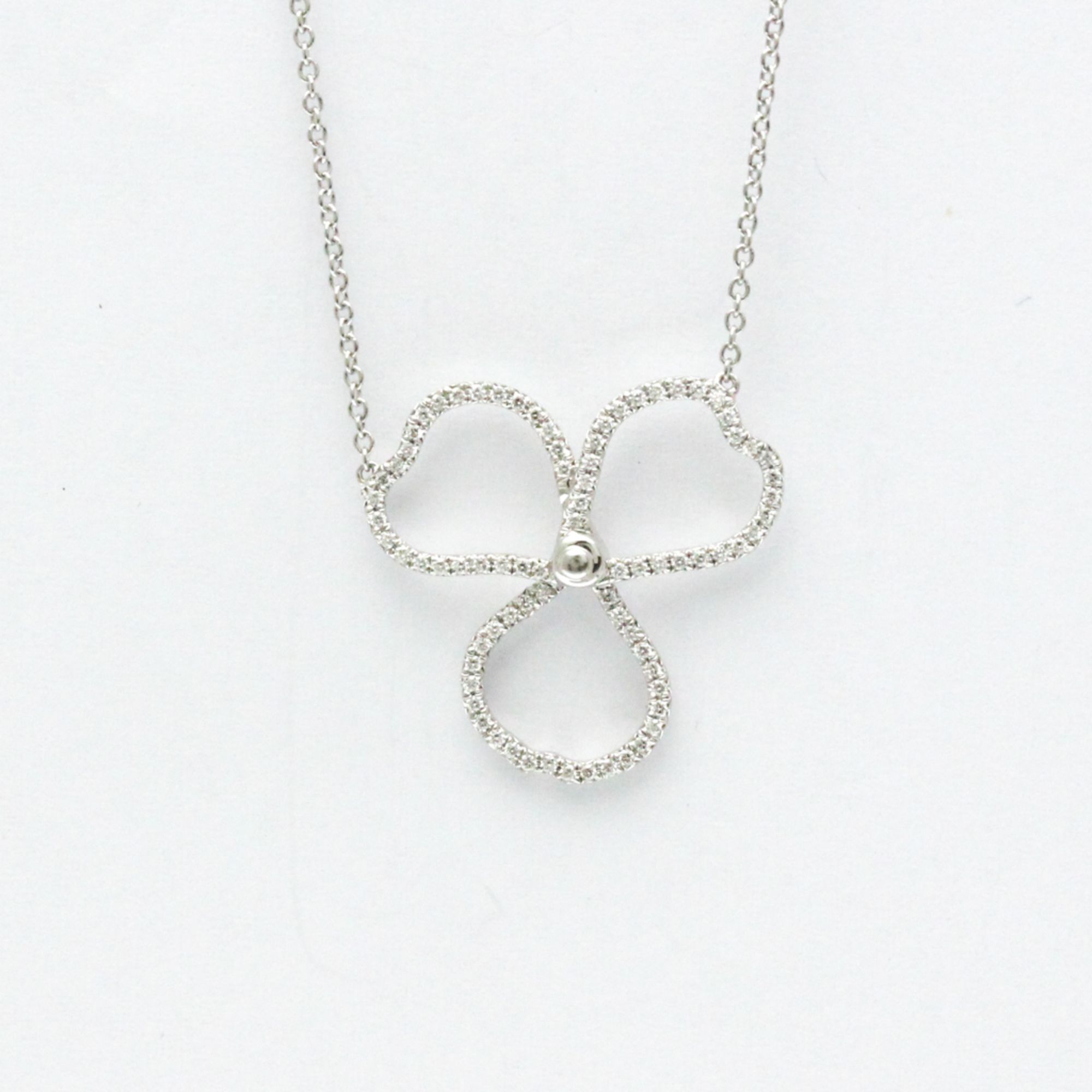 Tiffany Open Paper Flower Diamond Necklace Platinum Diamond Men,Women Fashion Pendant Necklace (Silv
