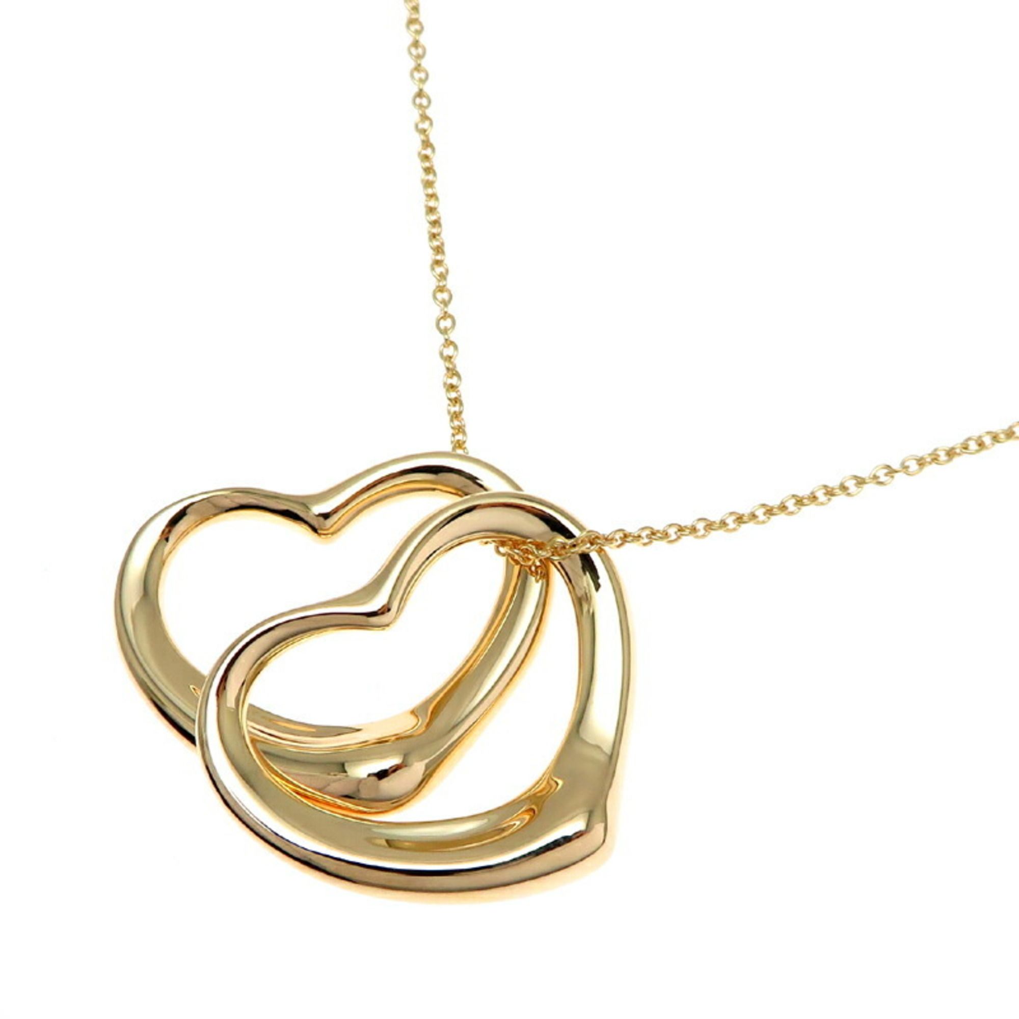 Tiffany Elsa Peretti Double Heart Women's Necklace in 750 Yellow Gold