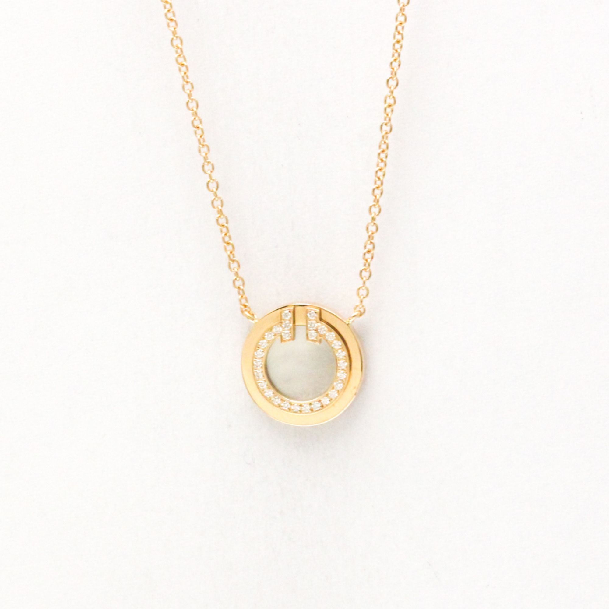 Tiffany Tiffany T T Two Circle Necklace Mini Diamond Pink Gold (18K) Diamond,Mother Of Pearl Women,M