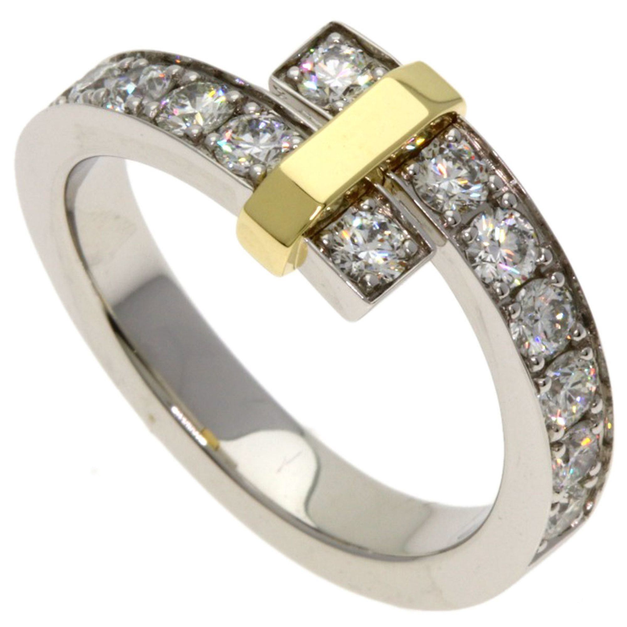 Tiffany Edge Bypass Diamond Ring in Platinum PT950 18KYG for Women