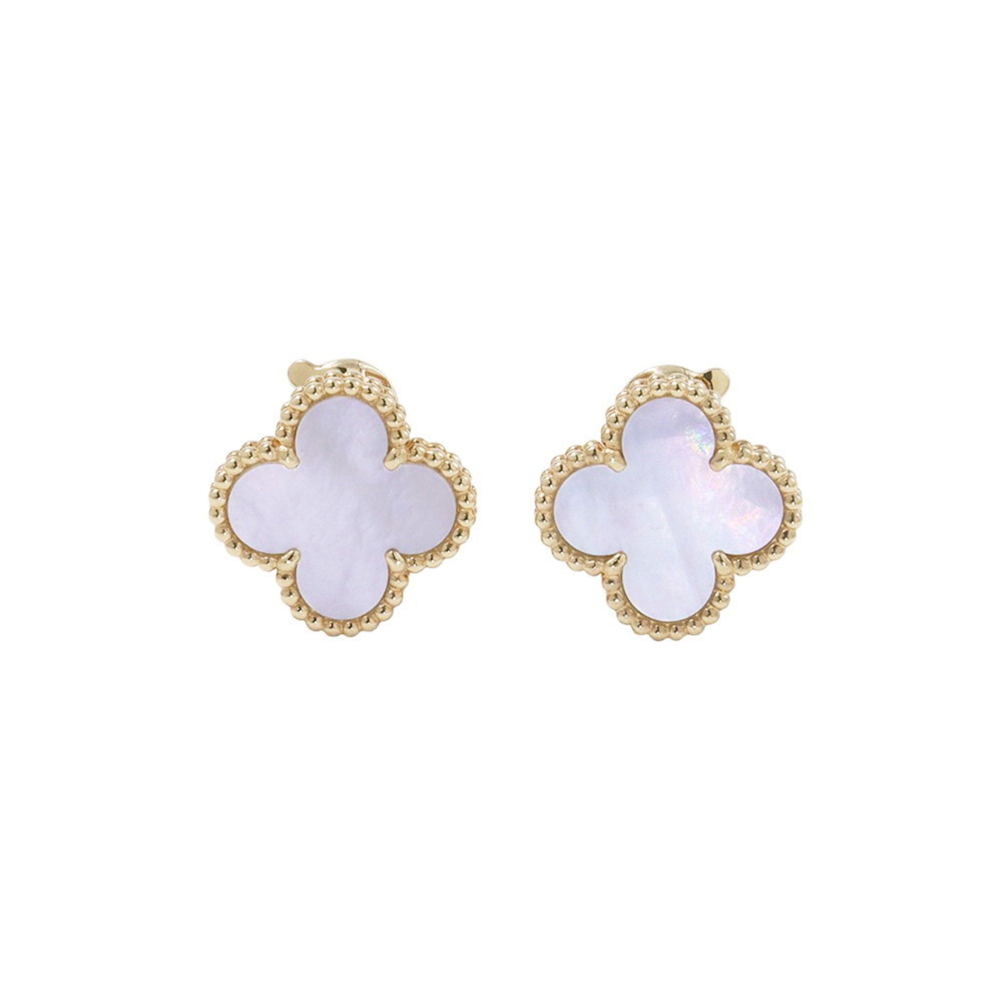Van Cleef & Arpels Alhambra Earrings, 18K Yellow Gold Mother of Pearl, VCARA44100