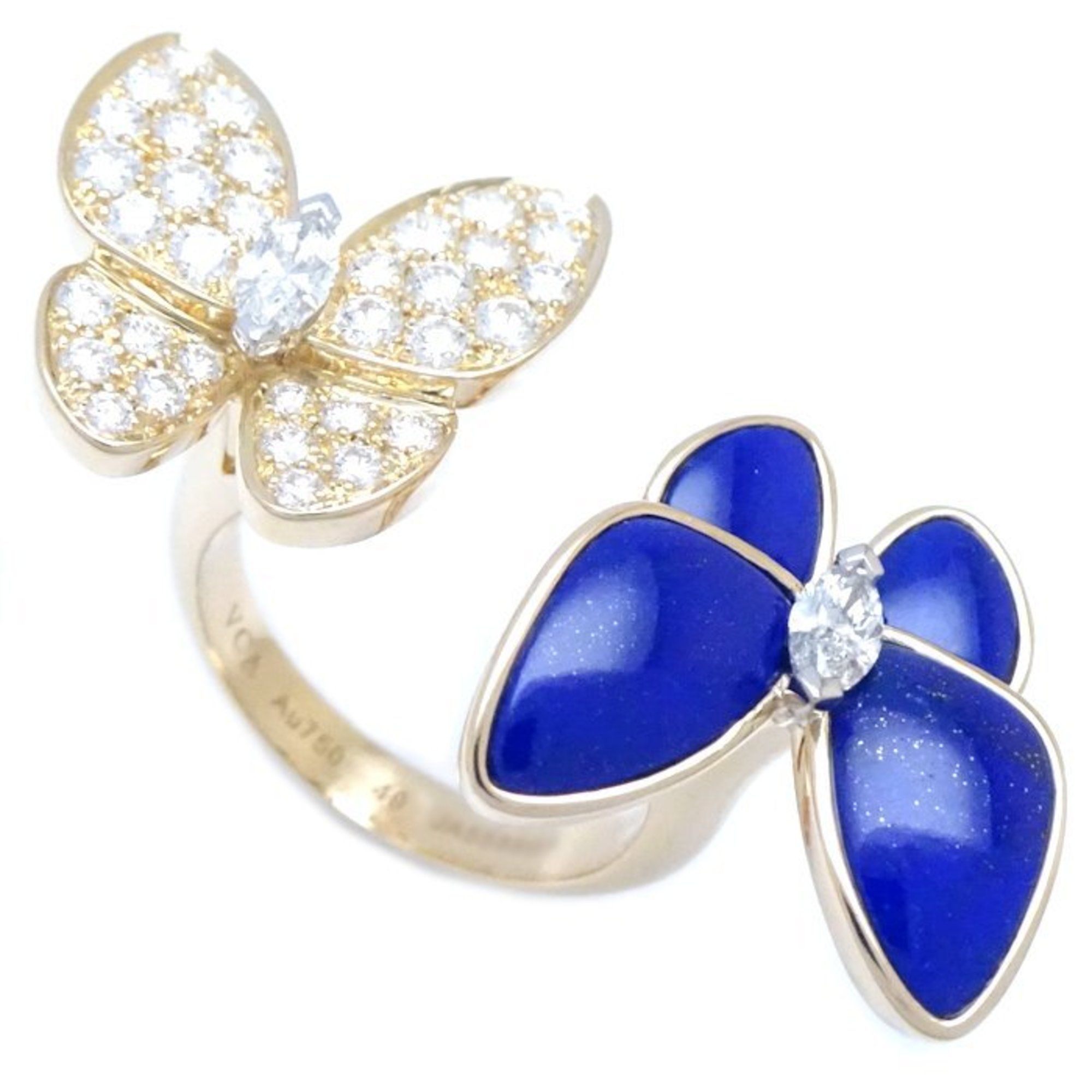 Van Cleef & Arpels de Papillon Entre Les Doors Ring Diamond 0.99ct Lapis Lazuli #49 VCARP3DN00 K18YG