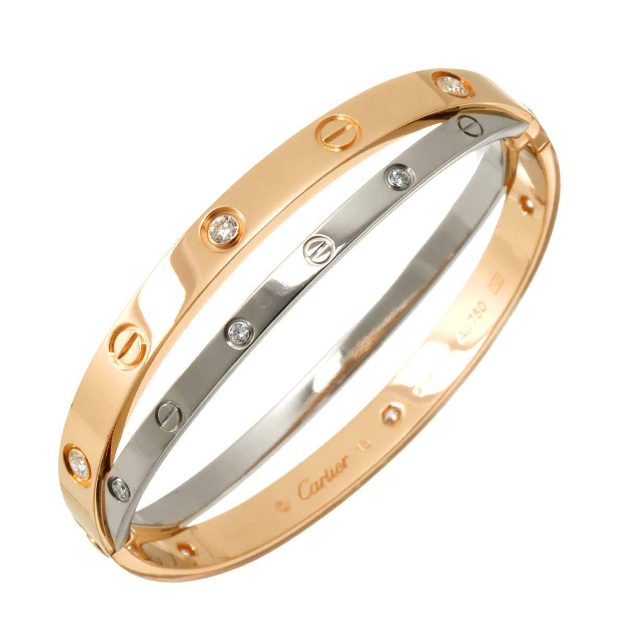 Cartier Love Bracelet 12P Diamond #16 18K PG WG 750 Bangle