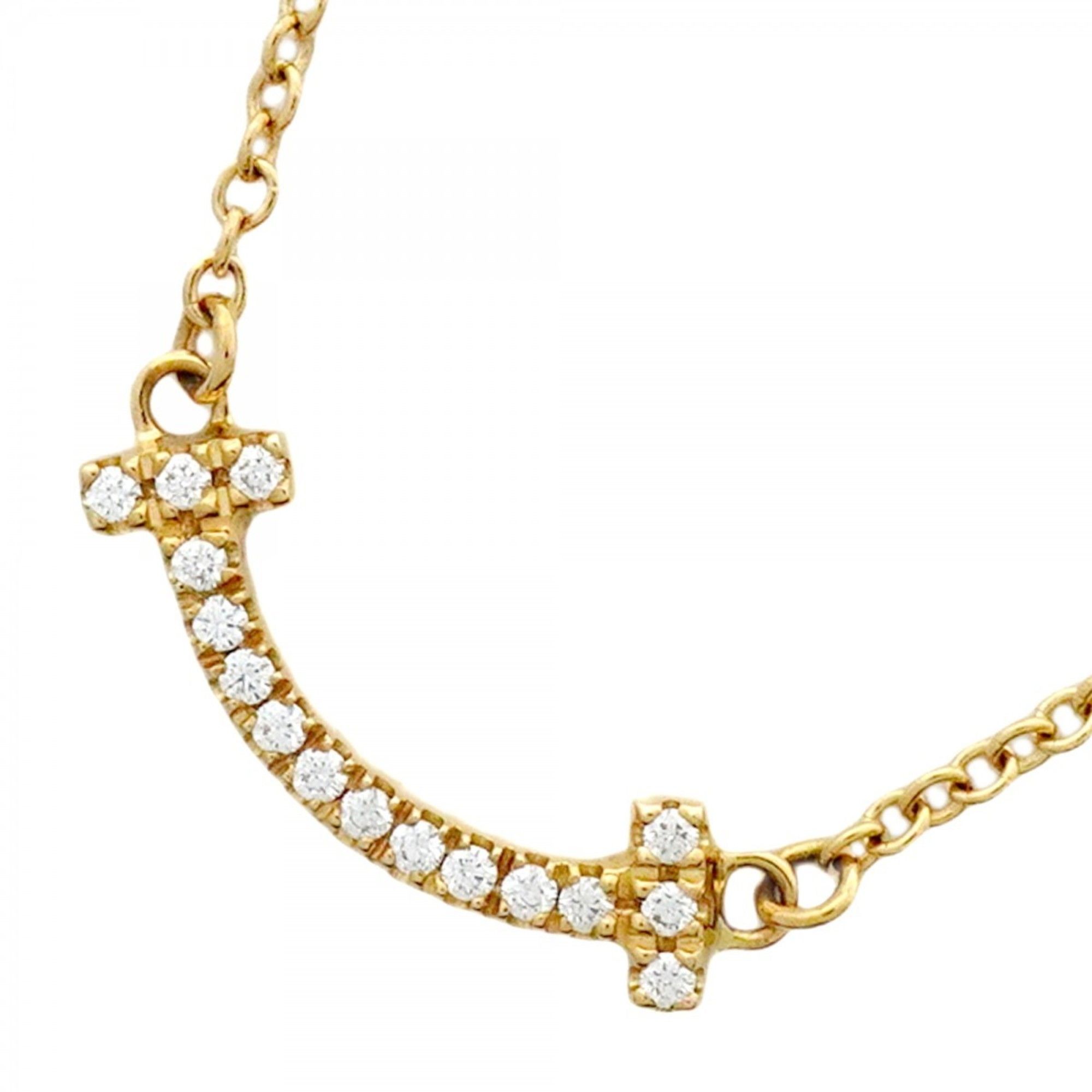 Tiffany T Smile Mini Necklace in 18K Yellow Gold with Diamonds for Women
