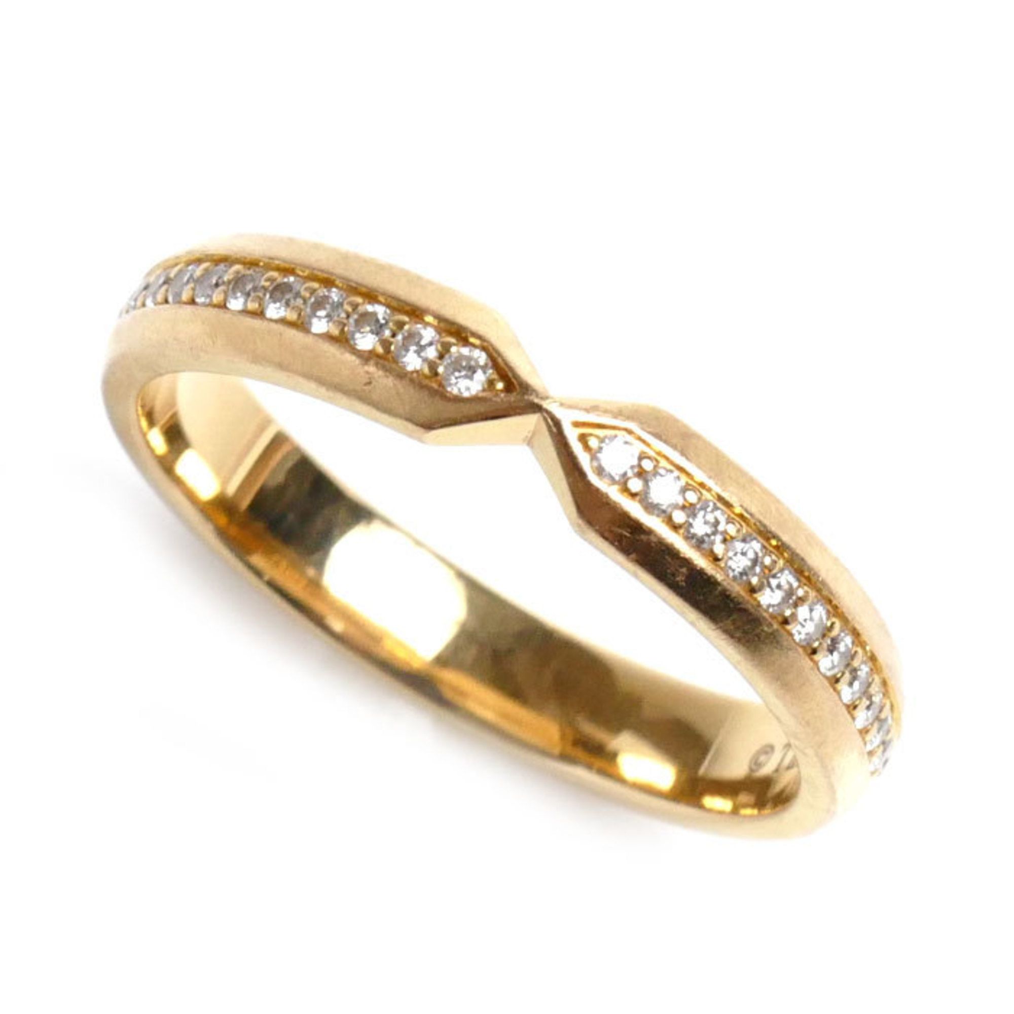 TIFFANY&Co. Tiffany K18PG Pink Gold Nesting Narrow Band Ring Diamond Size 8 2.5g Women's