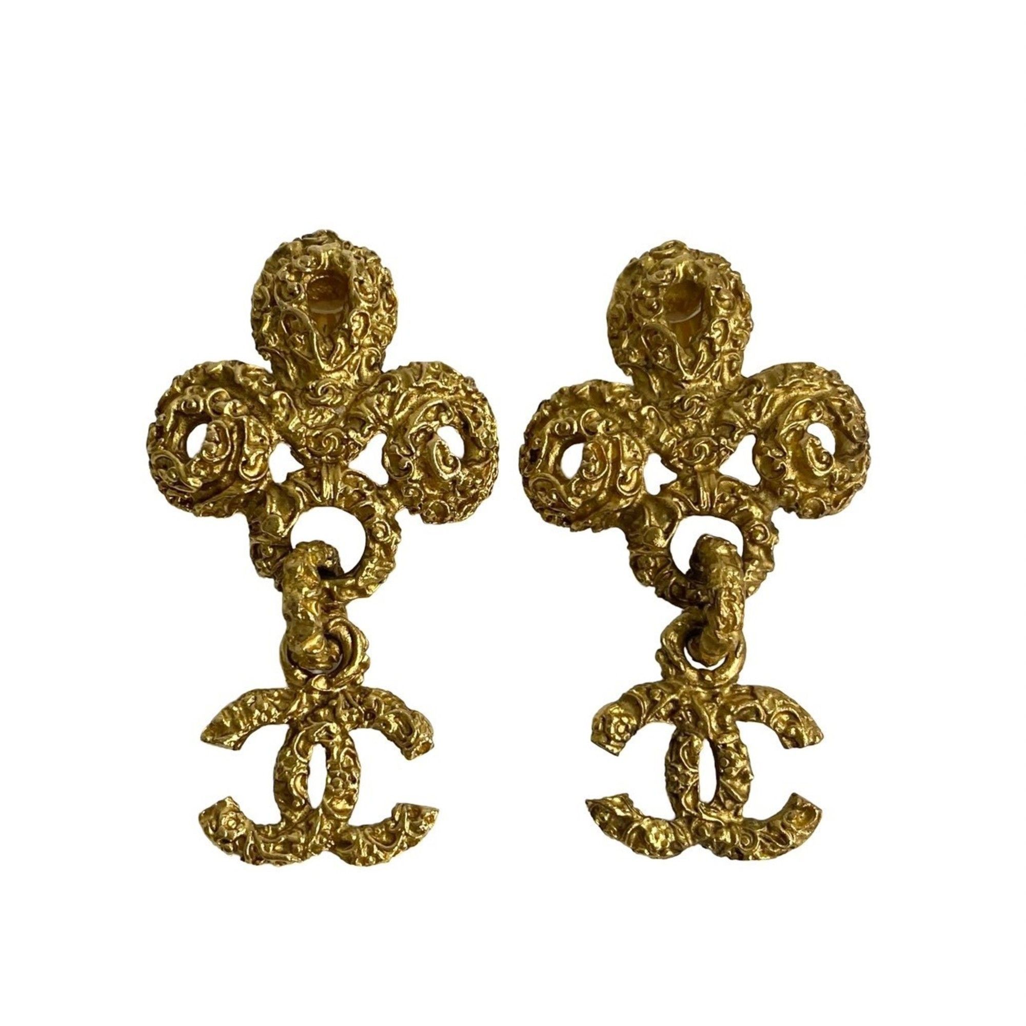 CHANEL Lava Coco Mark GP Earrings/Cuffs, Gold, Women's, 50686