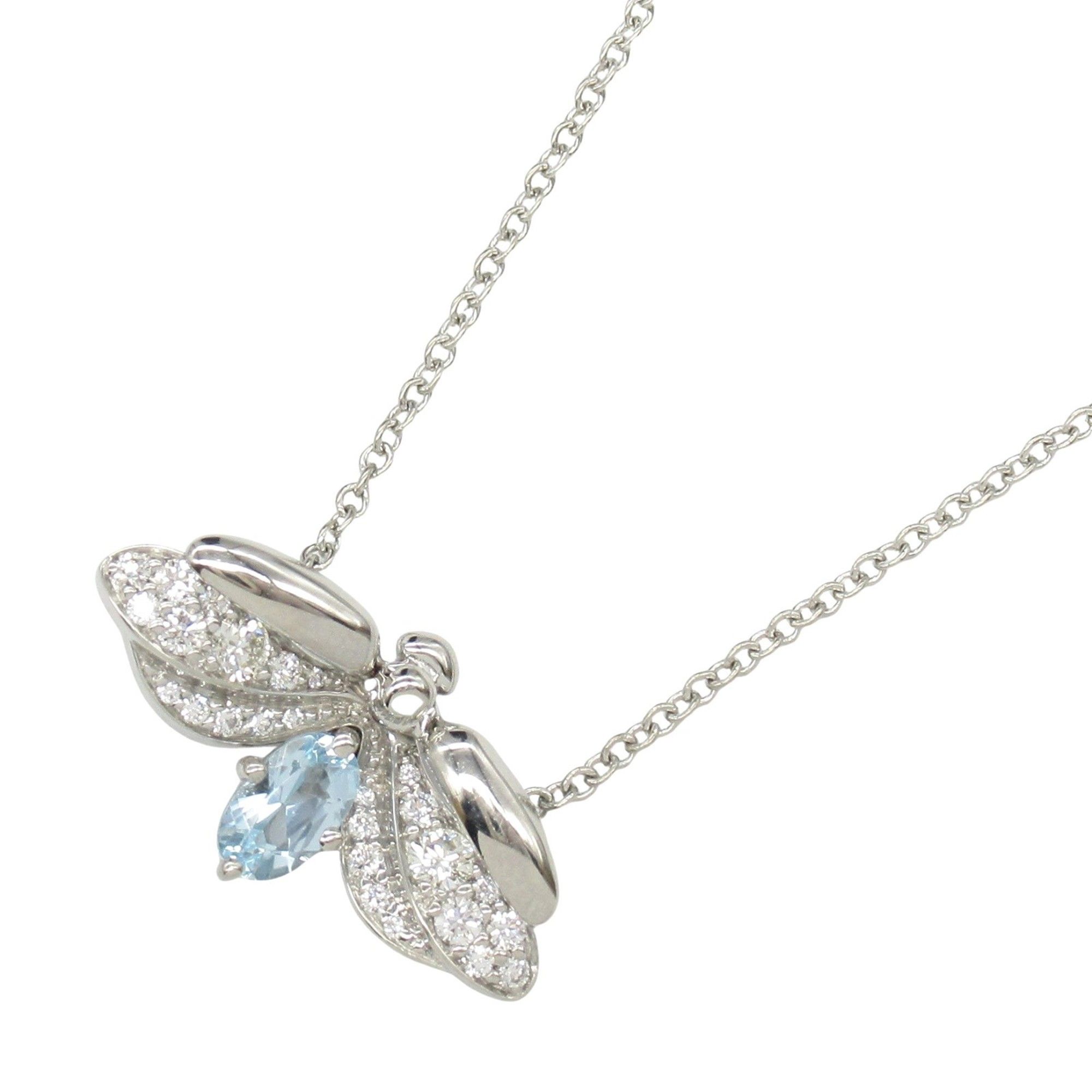 Tiffany & Co. Firefly Necklace, Aquamarine, Pt950 Platinum, Diamond, Women's, Blue