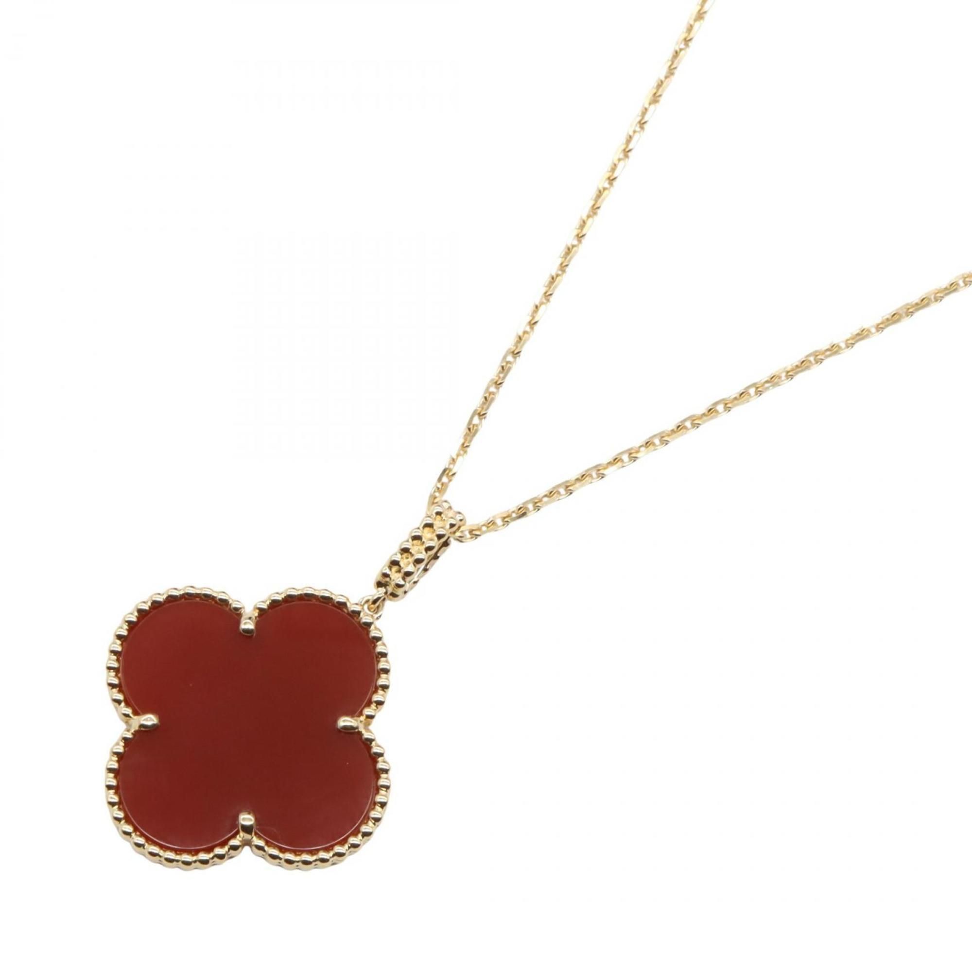 Van Cleef & Arpels Magic Alhambra Carnelian Necklace, 18K Yellow Gold, Carnelian, Women's, Gold and