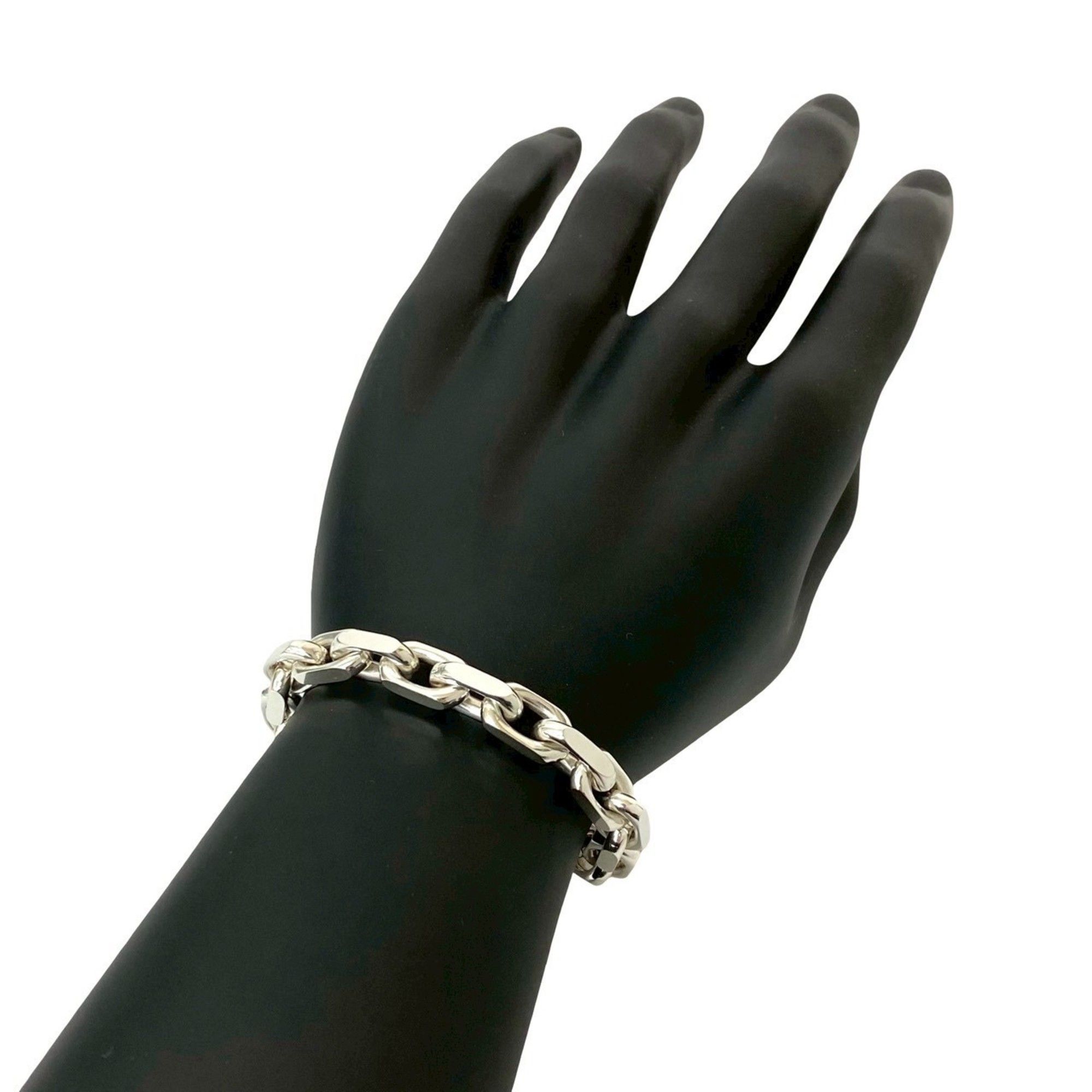 TIFFANY & Co. Tiffany Makers Wide Narrow Chain Logo Engraved Sterling Silver and 18K Gold Bracelet/B