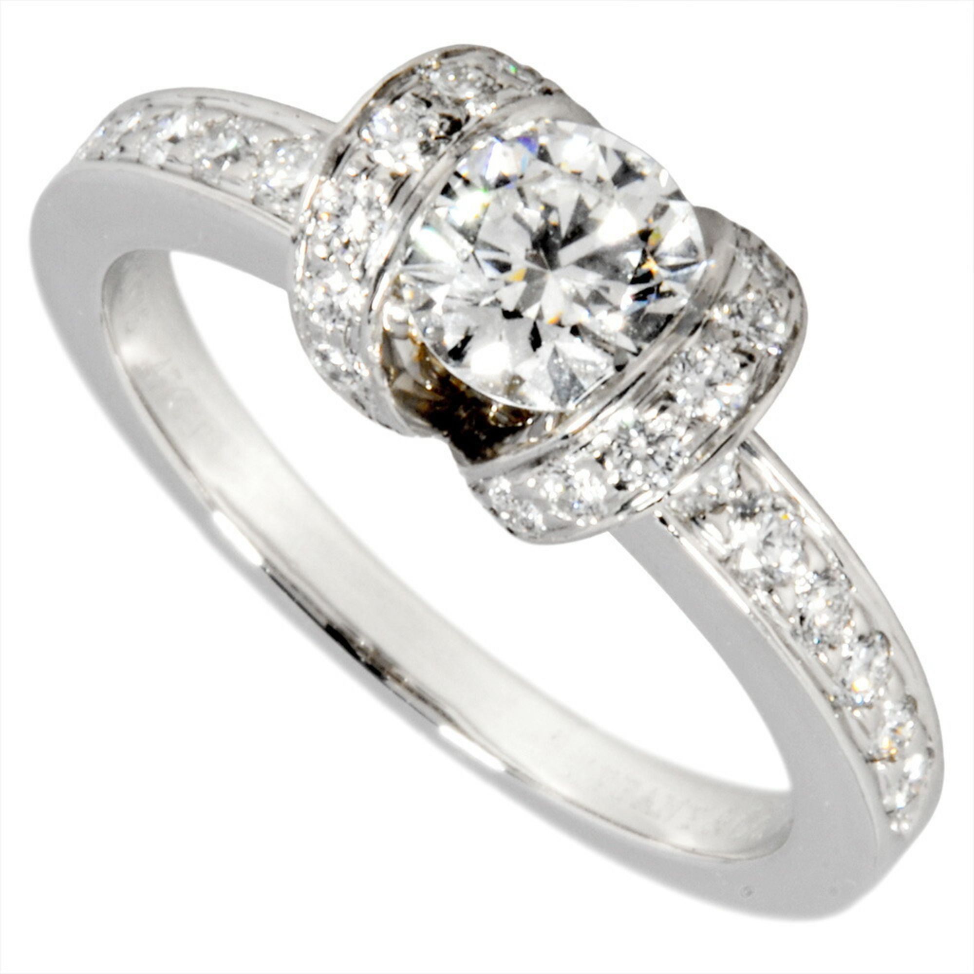 Tiffany & Co. Ribbon Ring with 0.47ct Diamond, Approximately Size 9, Pt950, 5.3g, Platinum, G/VVS1/E