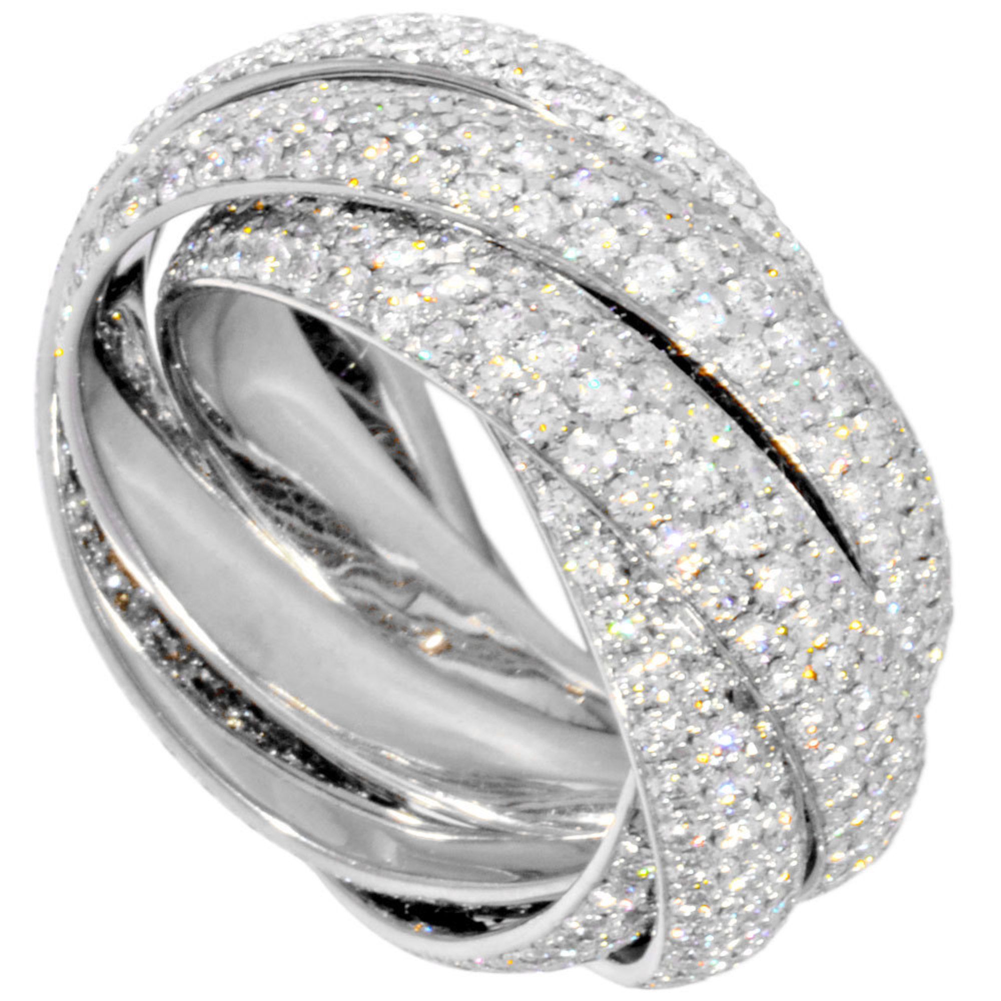 Tiffany & Co. Paloma Melody 5-band ring, diamond, size 10, K18WG, white gold, 14.0g, 5-row, full pav