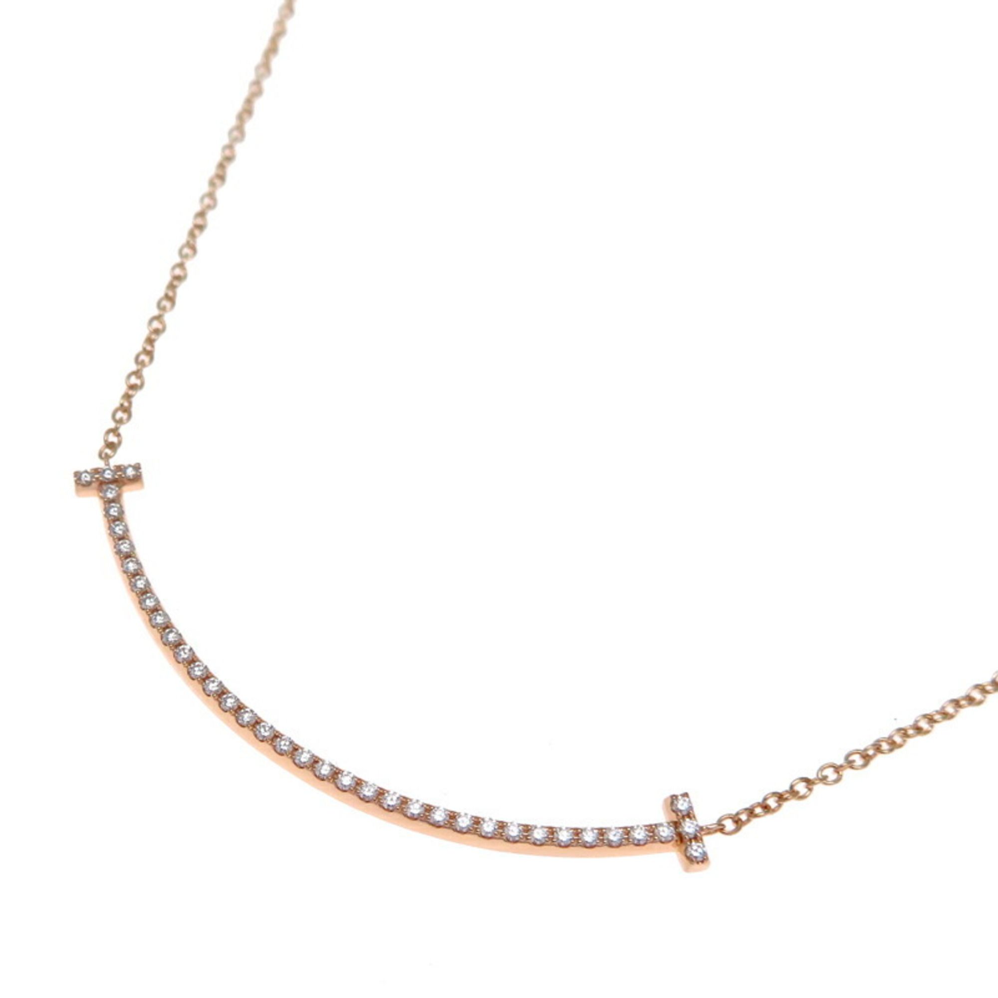 Tiffany T Smile Diamond Women's Necklace 750 Pink Gold