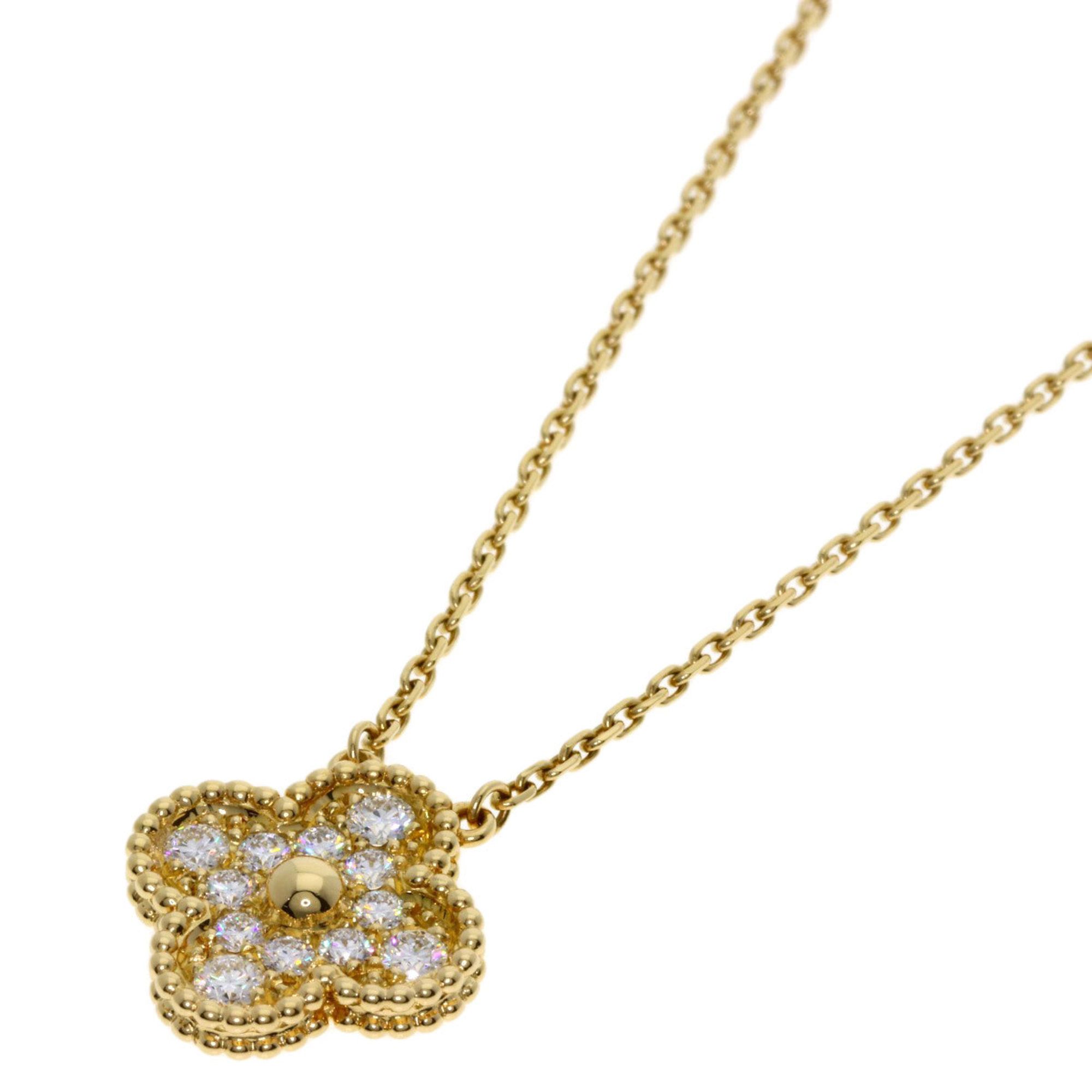 Van Cleef & Arpels Vintage Alhambra Diamond Necklace in 18K Yellow Gold for Women.