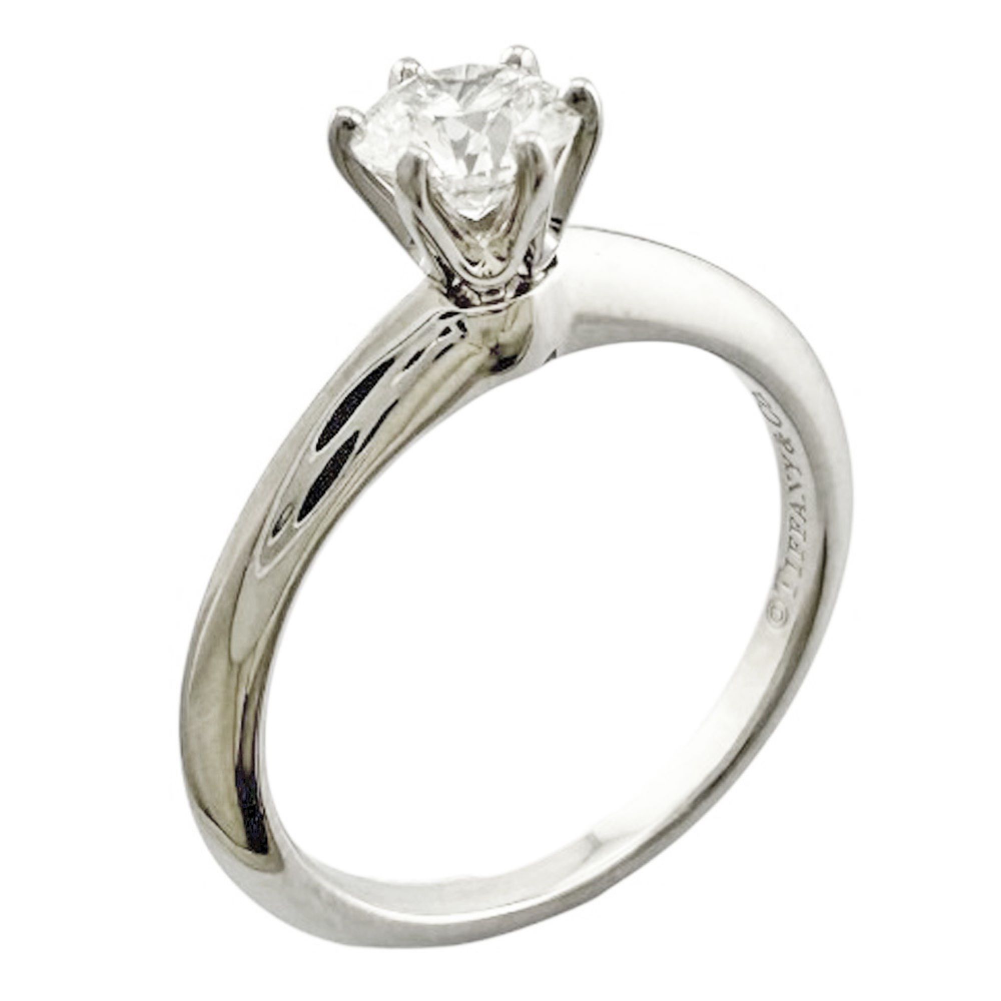 Pre-owned Tiffany & Co. solitaire ring, size 9, in platinum with a 0.41ct diamond. Women's.