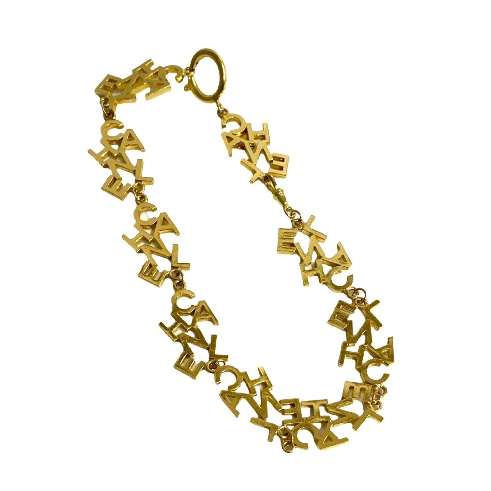 CHANEL Chanel Logo Motif GP Necklace Pendant Choker Accessory Gold 57463