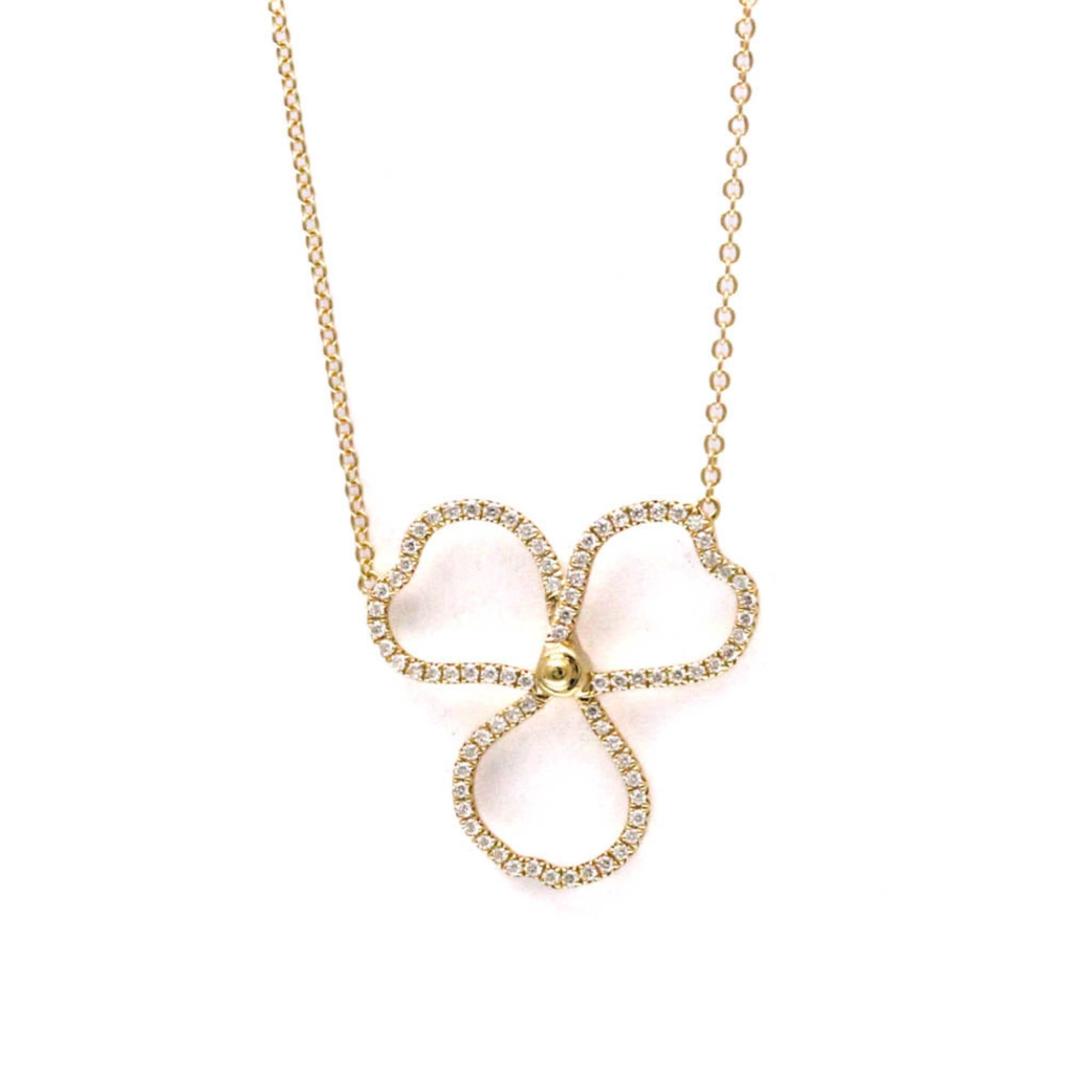 Tiffany Open Paper Flower Necklace Pink Gold (18K) Diamond Men,Women Fashion Pendant Necklace (Pink