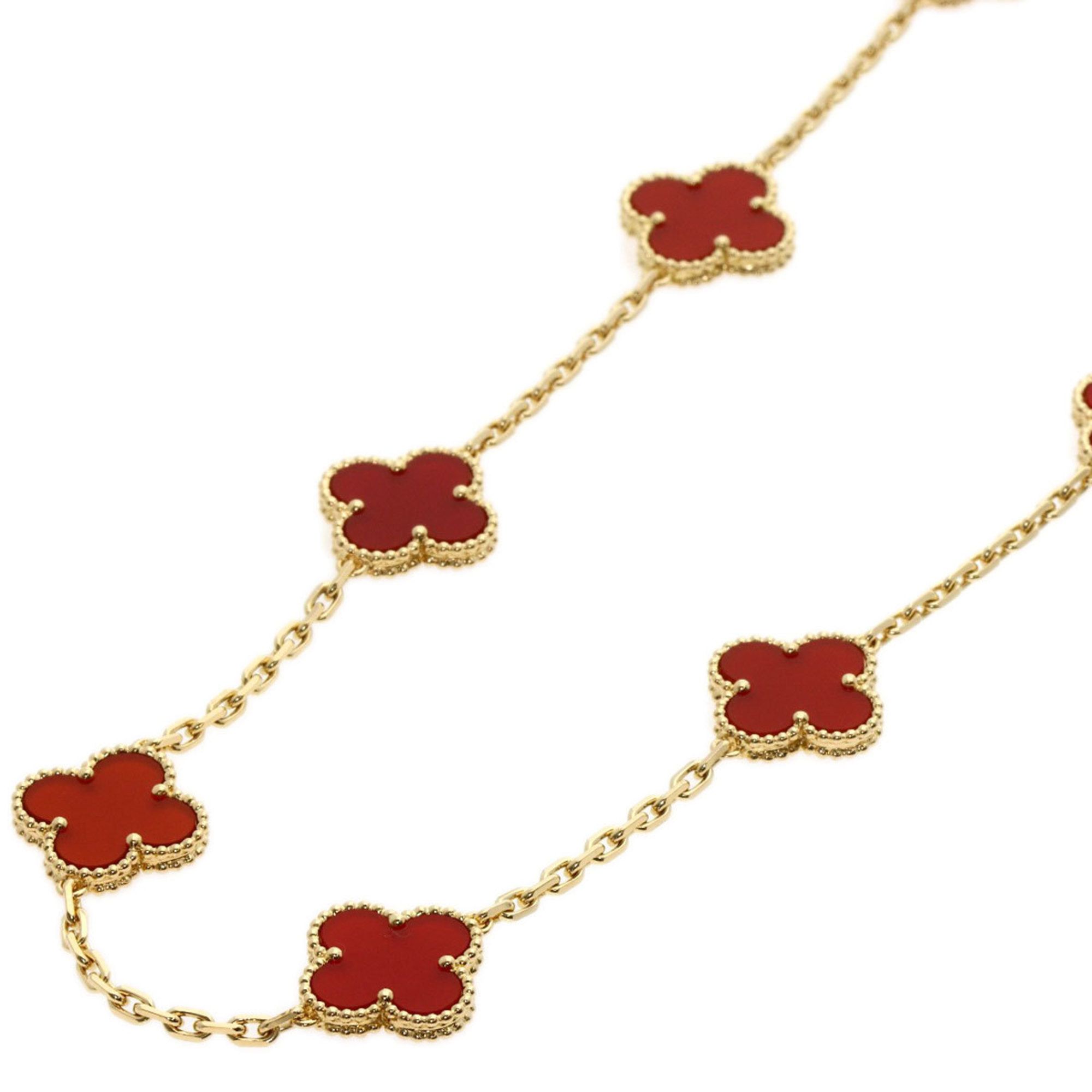 Van Cleef & Arpels Alhambra Carnelian Necklace, 18K Yellow Gold, Women's