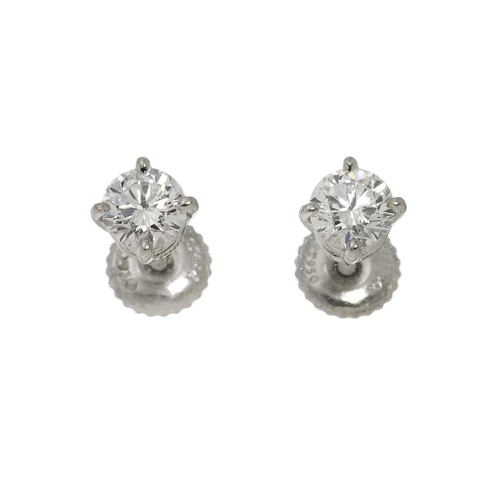 Tiffany & Co. Solitaire Diamond 0.35ct x 2 F/VS1/3EX-EX Pt Platinum Stud Earrings