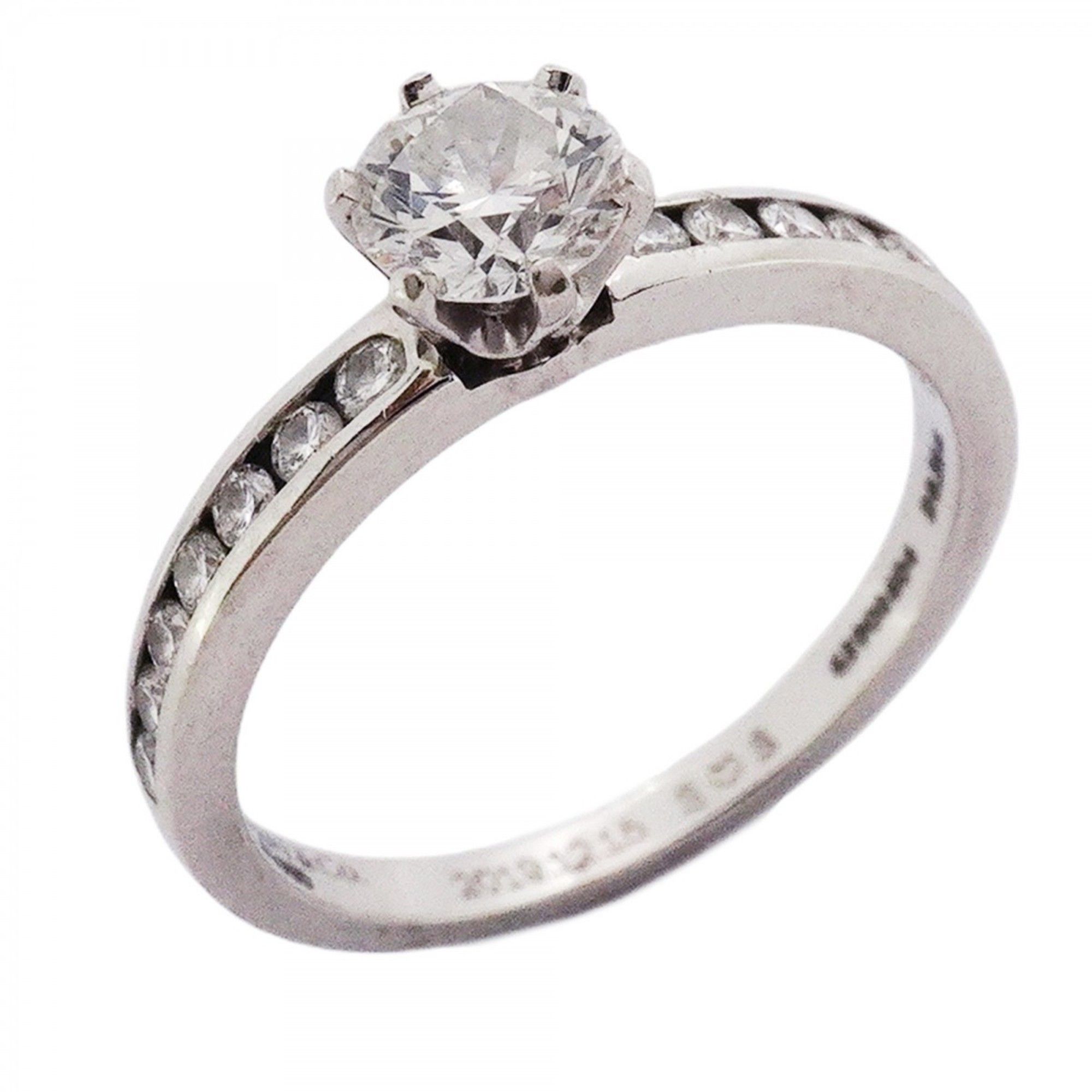 Tiffany ring solitaire channel setting Pt950 platinum diamond 0.56ct size 11 for women