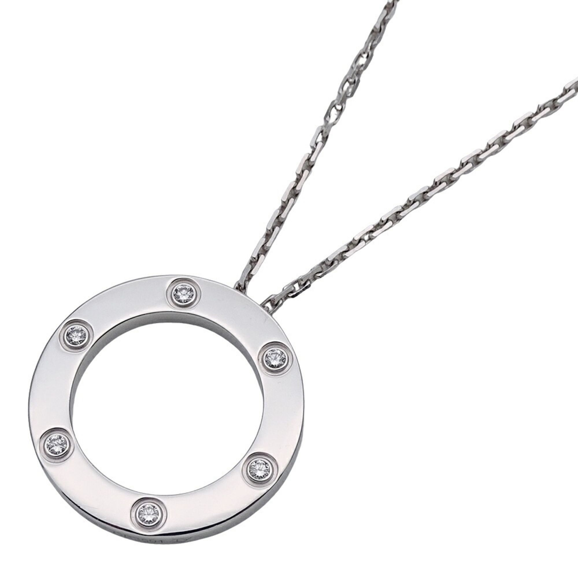 Cartier Necklace for Women 750WG 6P Diamond Love Circle White Gold