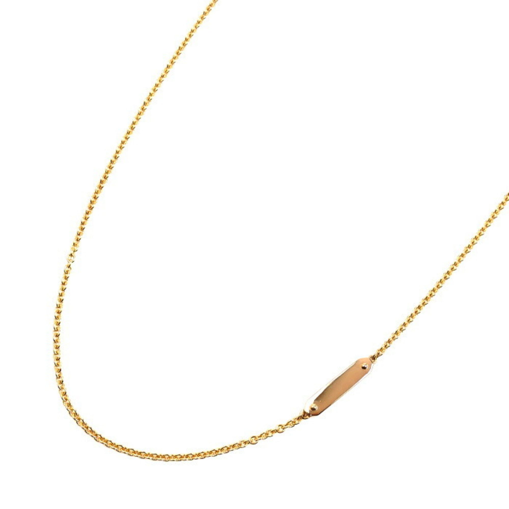 TIFFANY & Co. Tiffany 18KPG Pink Gold Tag Chain Mini Necklace, 4.3g, 46cm, Women's