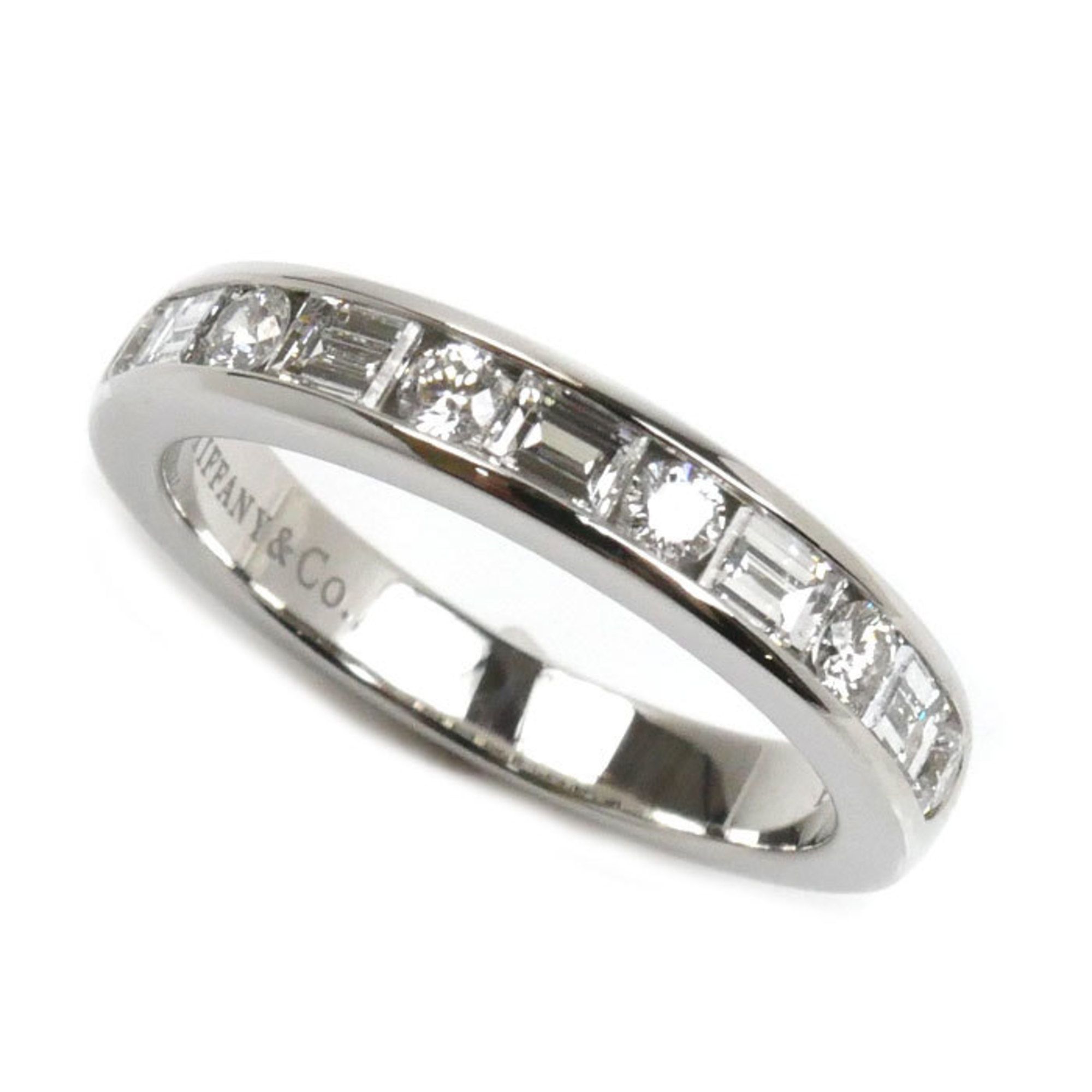 TIFFANY & Co. Tiffany Pt950 Platinum Channel Setting Half Circle Diamond Ring, Diamond, Size 9, 5.4g