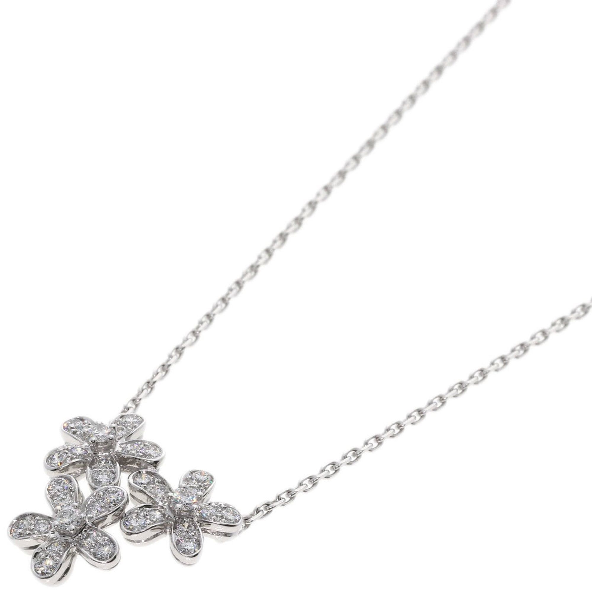 Van Cleef & Arpels Socrates 3 Flower Diamond Necklace K18 White Gold for Women